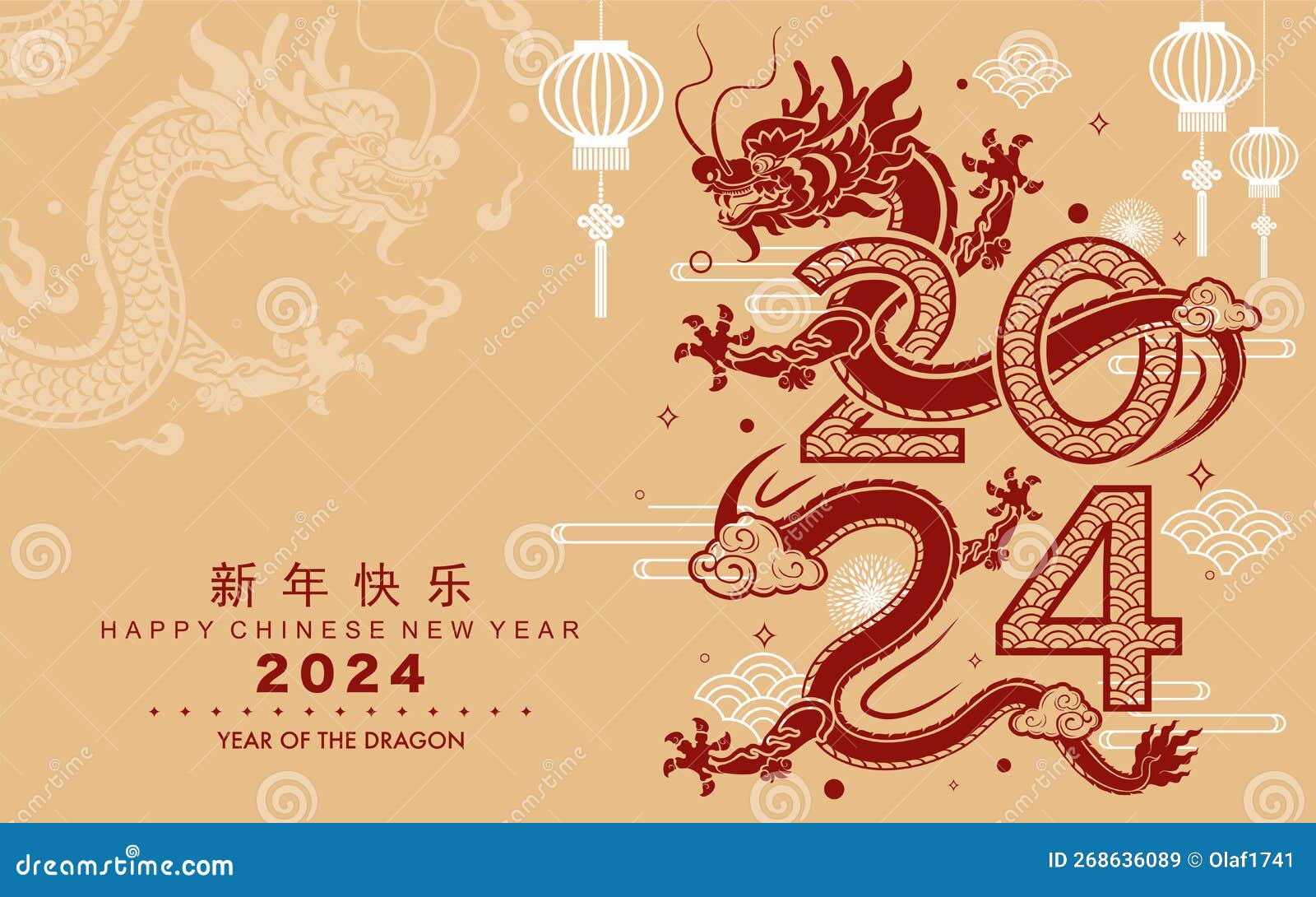 happy chinese new year 2024 the dragon zodiac sign with flower,lantern,asian s gold paper cut style on color background.