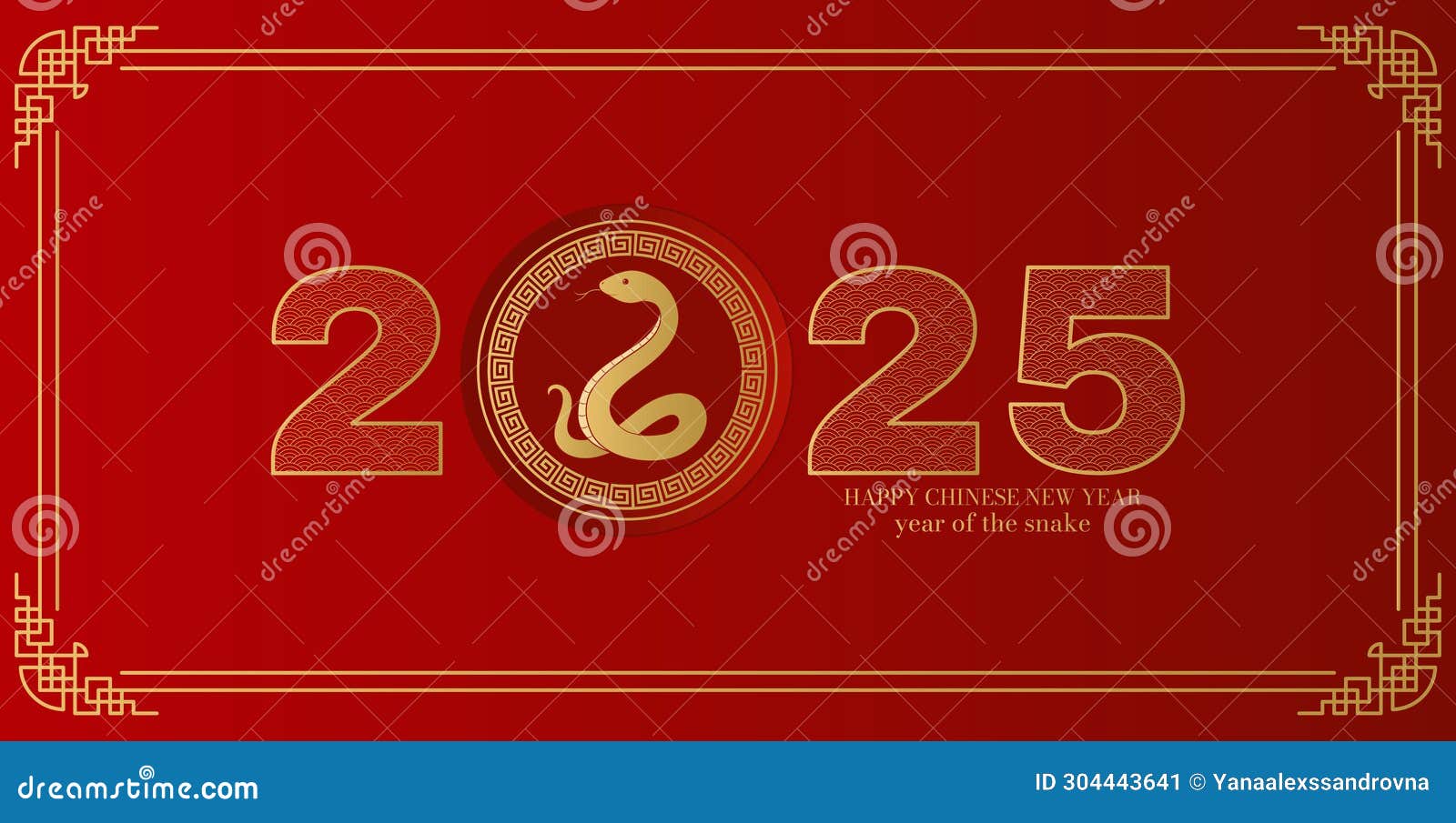Happy Chinese New Year Golden Numbers 2025 and Snake. Vector