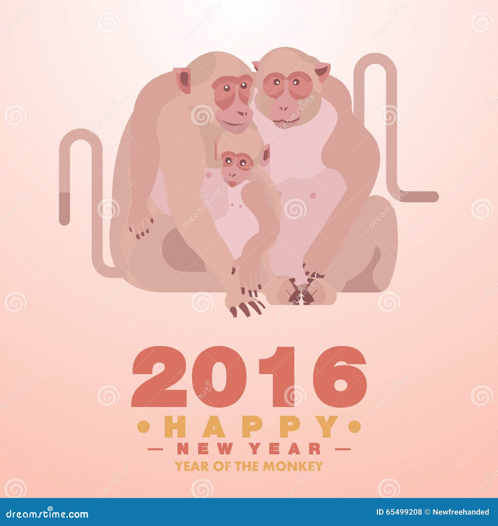 happy chinese new year 2016 greeting card monkey family