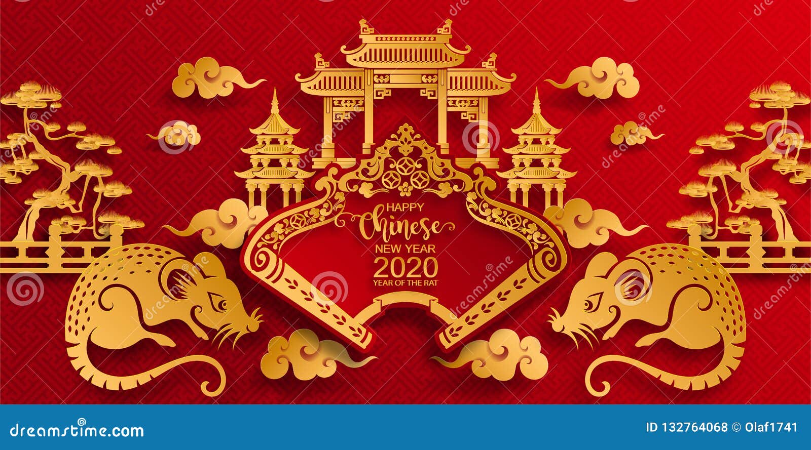 Happy Chinese New Year 2020 Stock Vector - Illustration of lucky, culture: 132764068