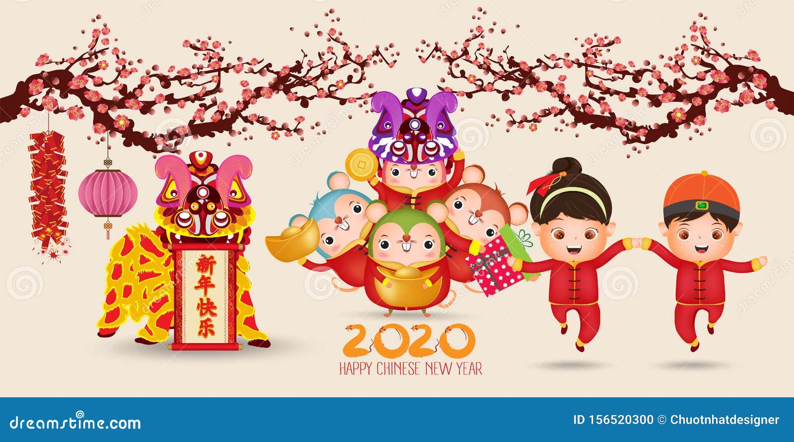 Happy Chinese New Year 2020 , Year of Rat , Cute Rat , Happy Boy ...