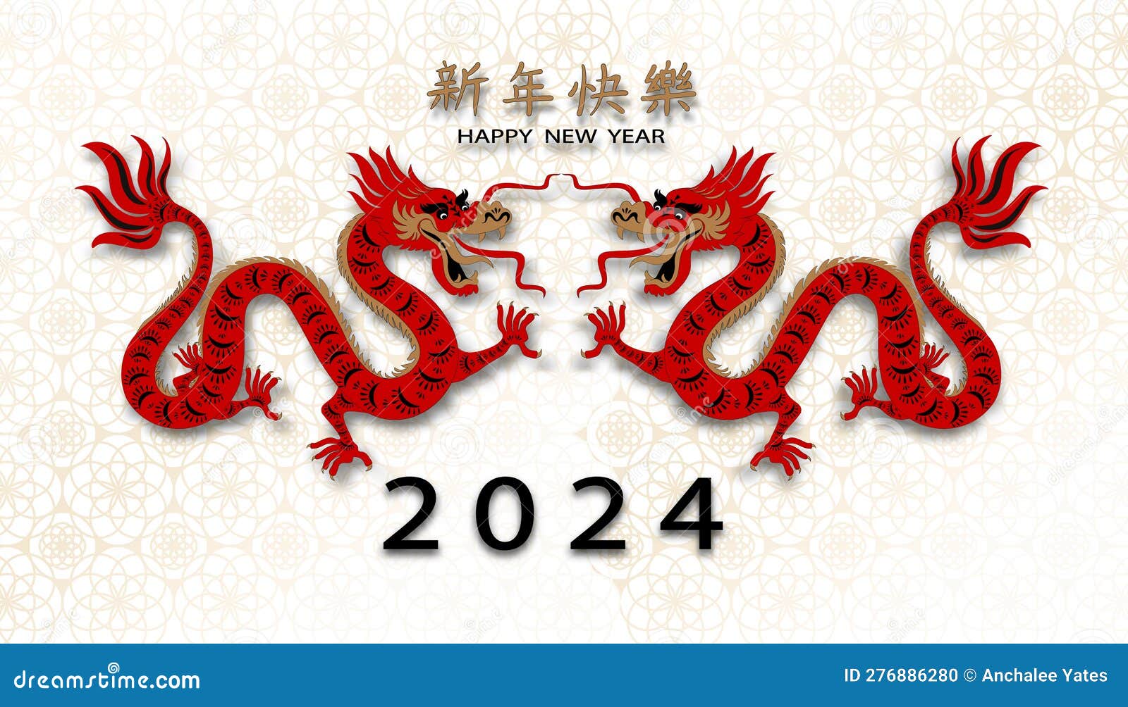 happy chinese new year 2024,red dragon zodiac sign with lunar lantern paper cut on white background,asian dragon s on gold