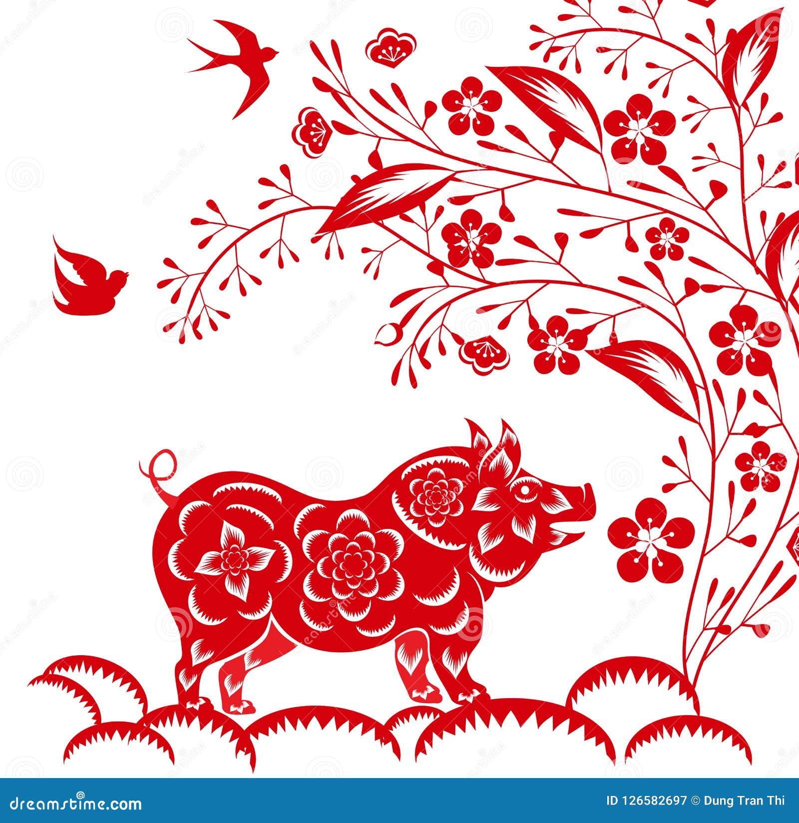 Happy Chinese New Year 2019 Year of the Pig. Lunar New Year Stock