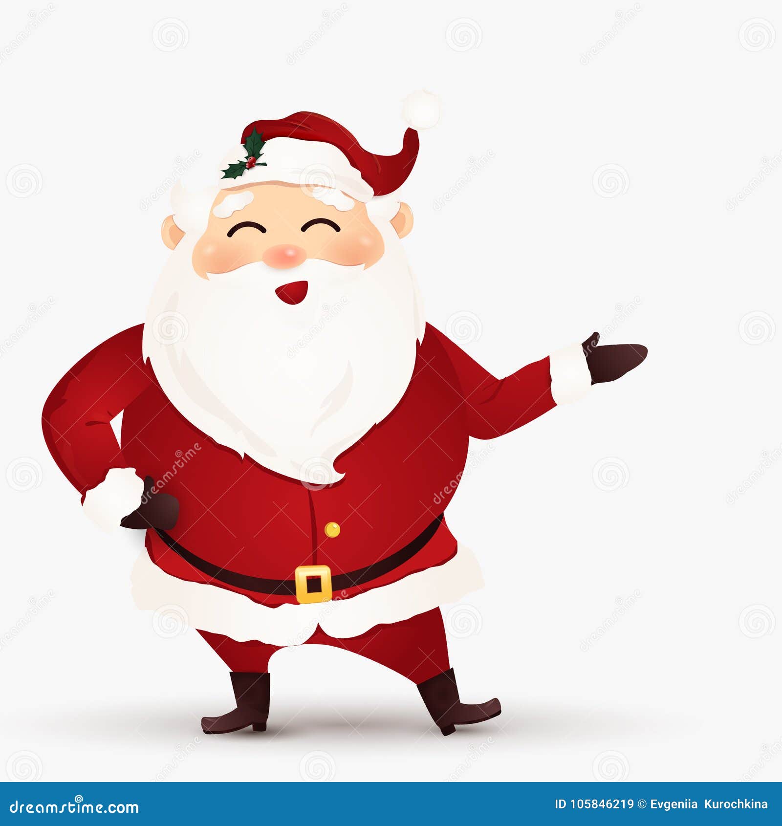 Happy Merry Christmas. Cartoon Cute, Funny Santa Claus with a Welcome  Gesture. Isolated on White Background. Illustration. Stock Illustration -  Illustration of holiday, painting: 105846219