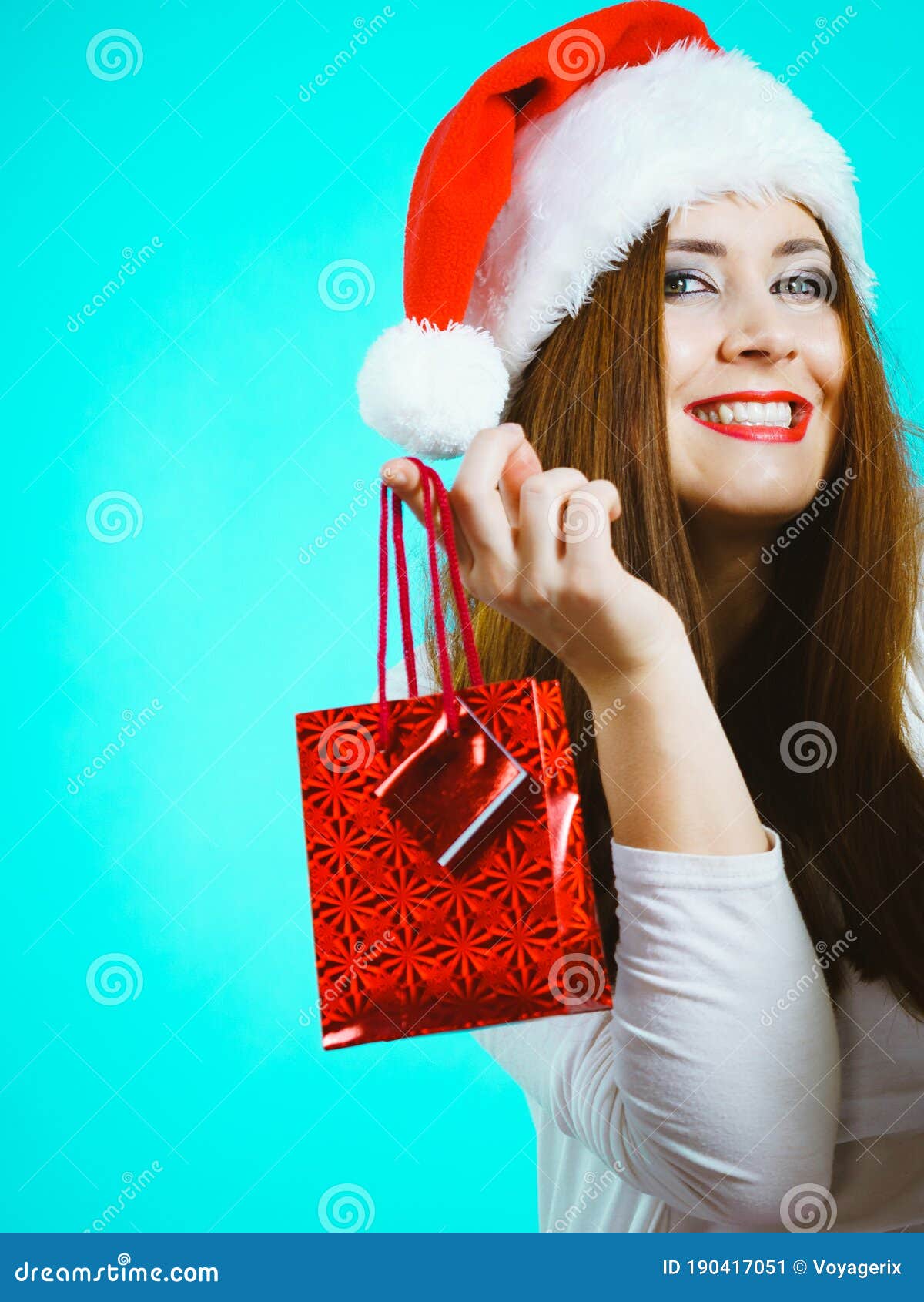 Happy Christmas Woman Receiving Gifts Stock Image - Image of season ...