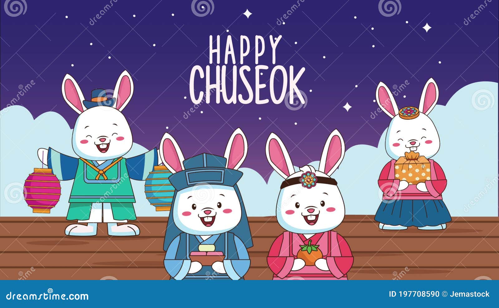 Happy Chuseok Lettering with Group Rabbits Stock Footage - Video of gift,  animation: 197708590