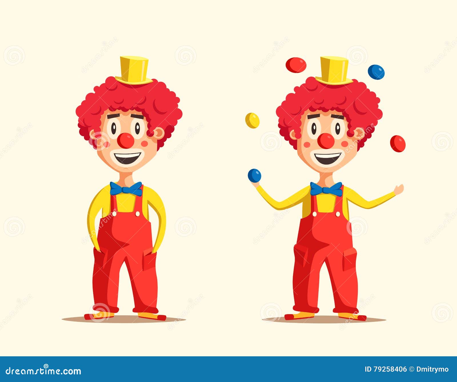 Happy Circus Clown. Cartoon Vector Illustration Stock Vector - Illustration  of actor, face: 79258406