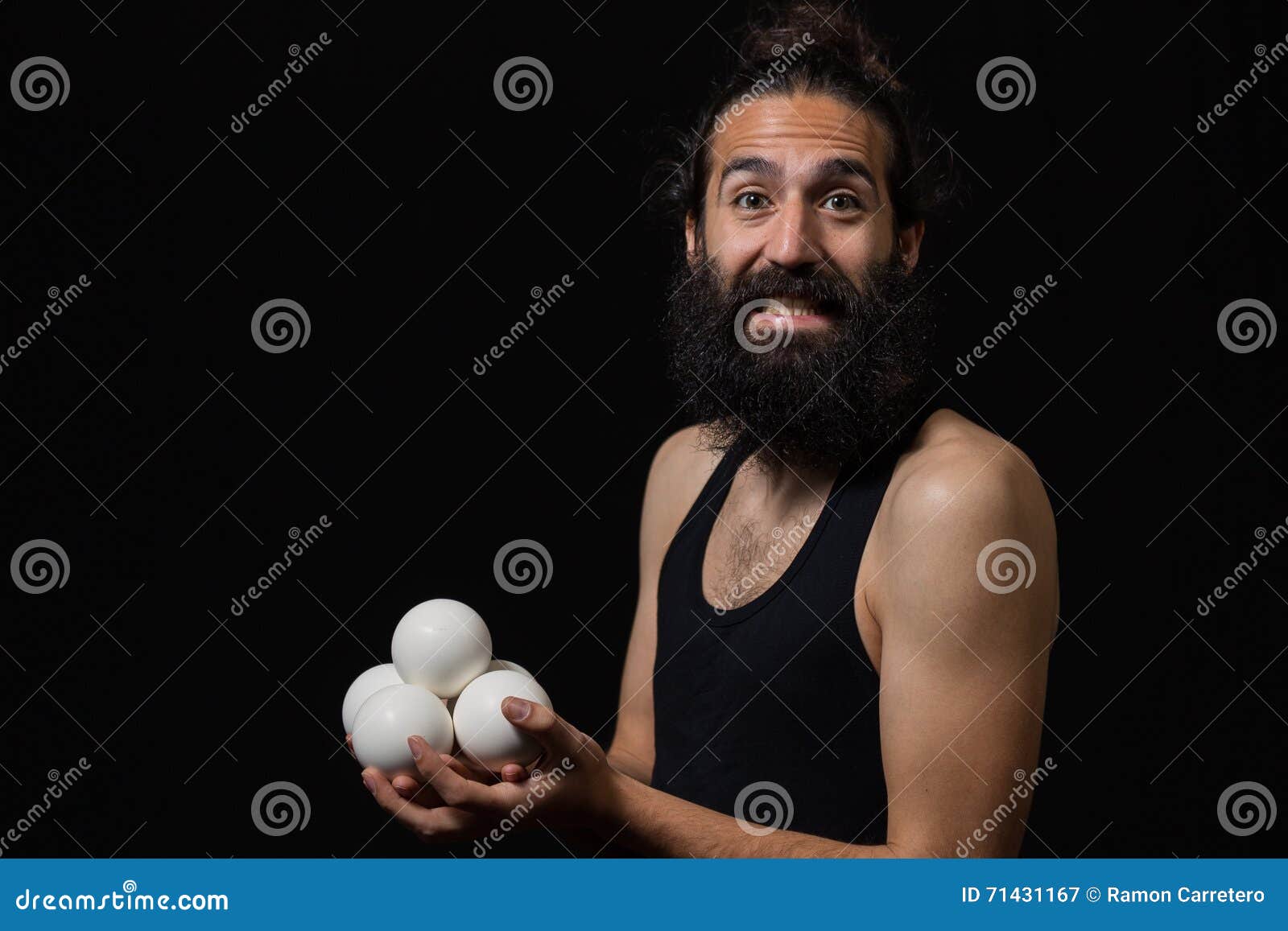 Happy Circus Juggler Miming with His Juggling Balls Stock Image Image