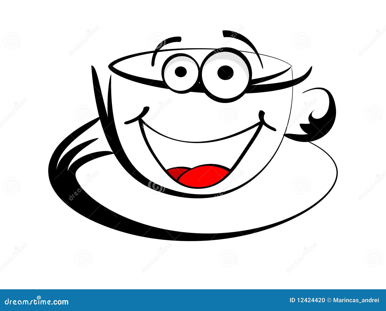 Happy coffee cup stock vector. Image of smile, energy 12424420
