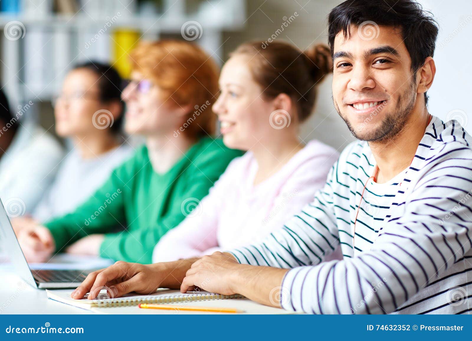 Happy college student stock photo. Image of latino, people - 74632352