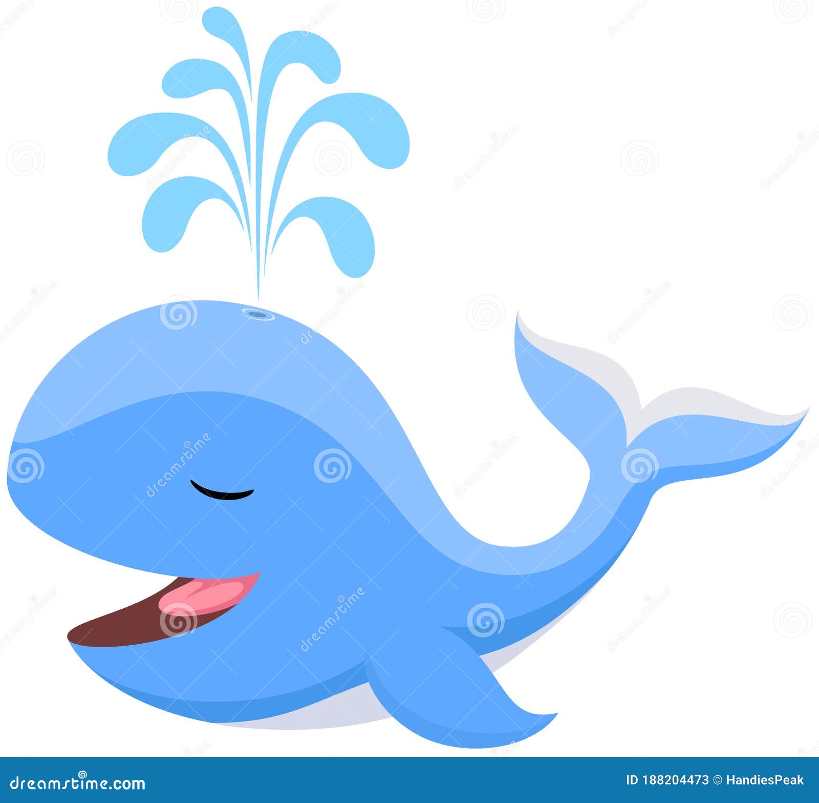 Happy and Content Cartoon Blue Whale Stock Vector - Illustration of ...