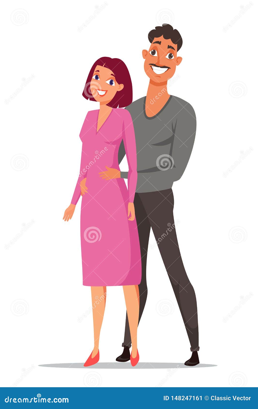 Happy Couple Cartoon Vector Color Illustration Stock Vector - Illustration  of cute, clipart: 148247161