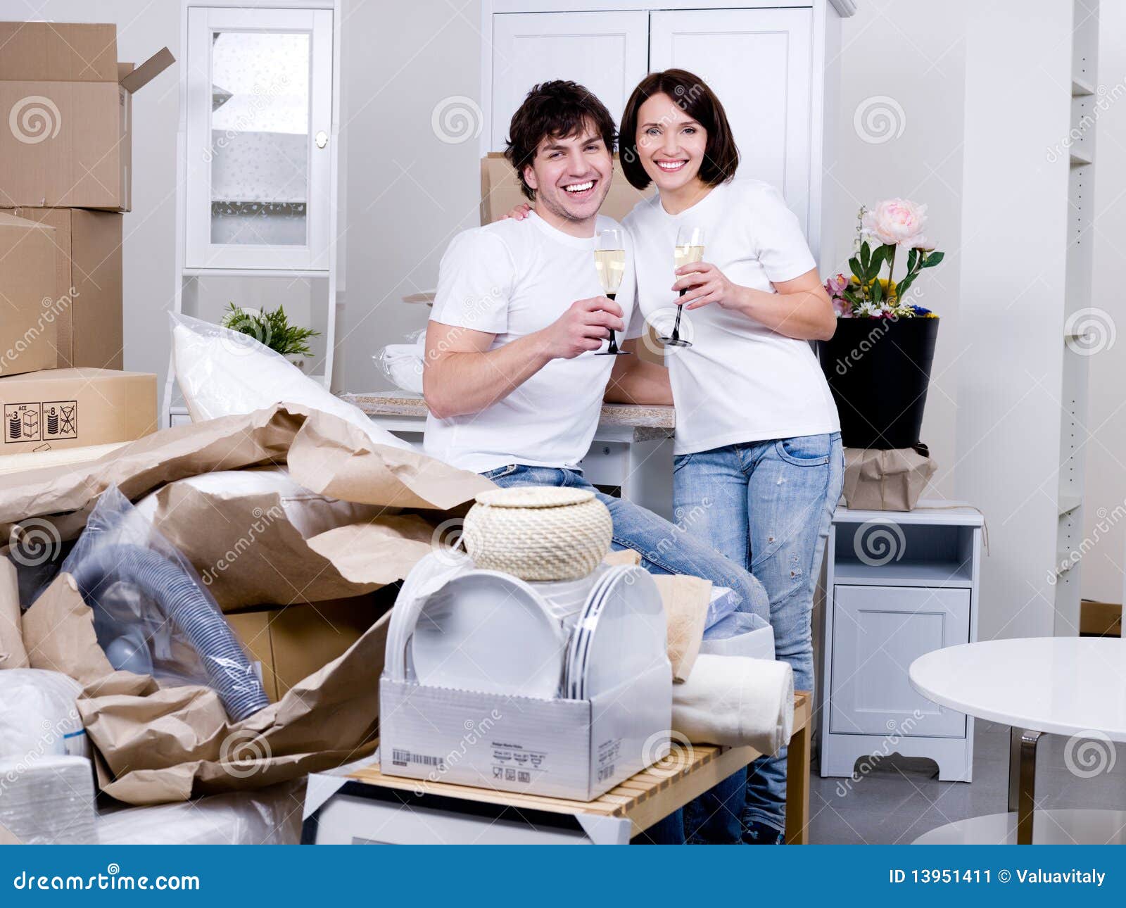 Happy Couple Celebrating New Home Stock Image Image Of Property