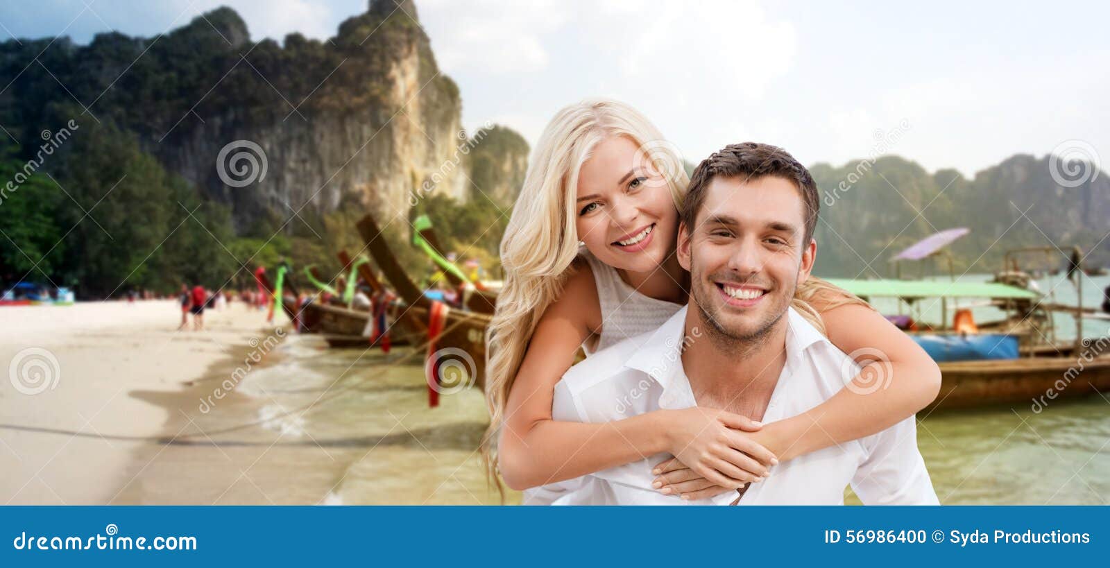 Happy Couple Having Fun On Summer Beach Stock Photo