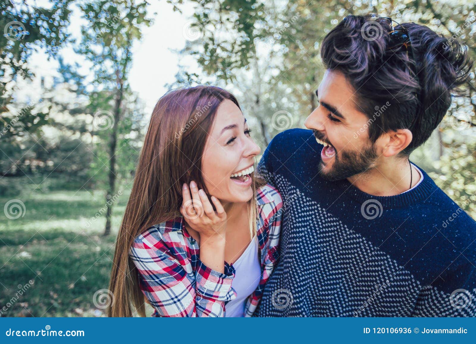 Happy Couple In Love Having Fun Outdoors Stock Photo Image Of