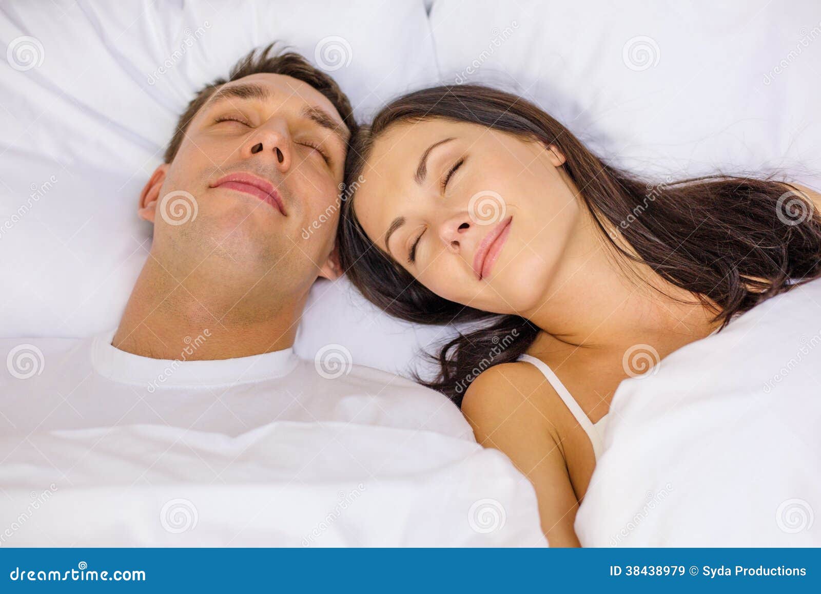 Happy Couple Sleeping In Bed Stock Image Image Of Asleep