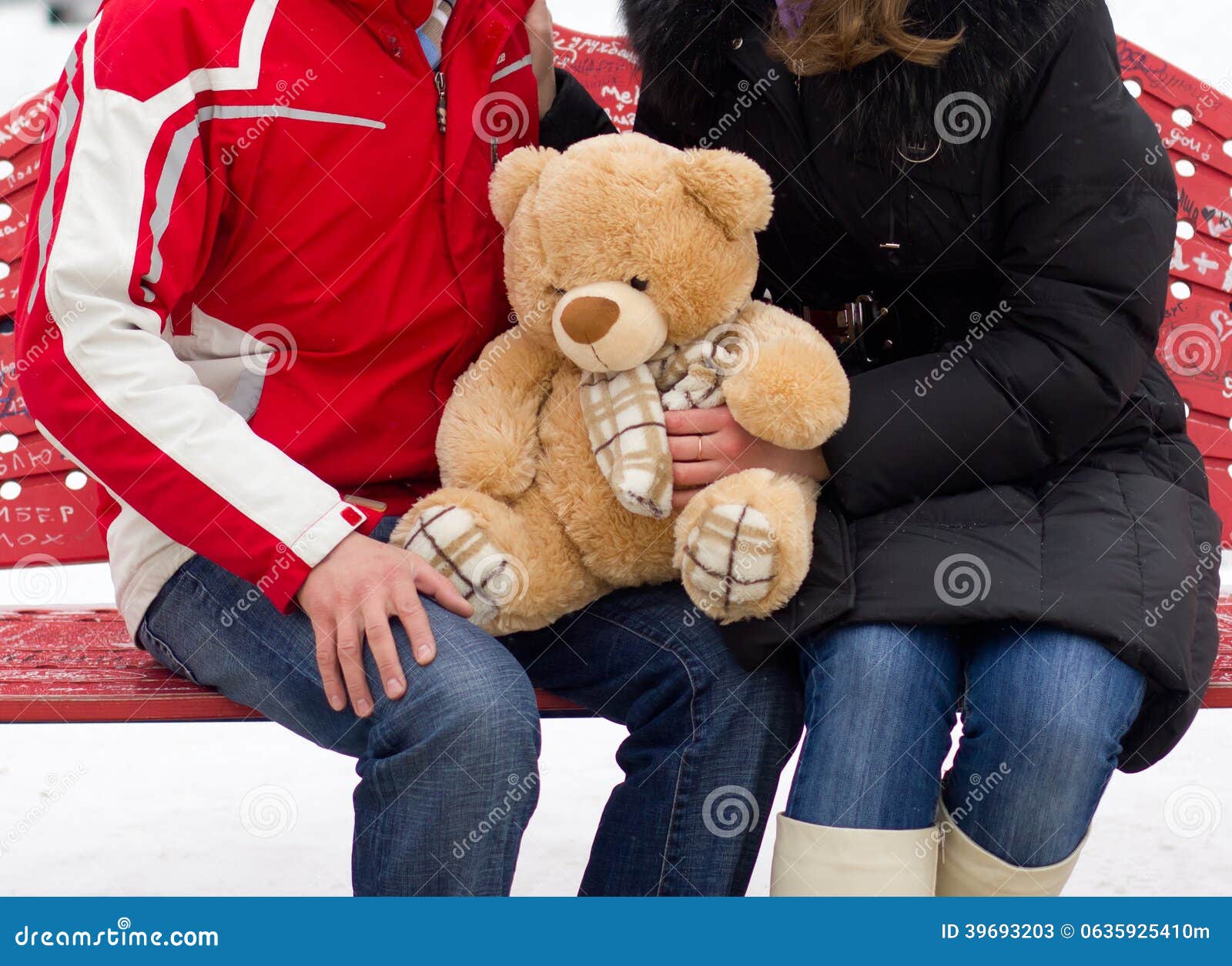 Happy Couple with Teddy Bear Stock Image Image of cheerful, shot