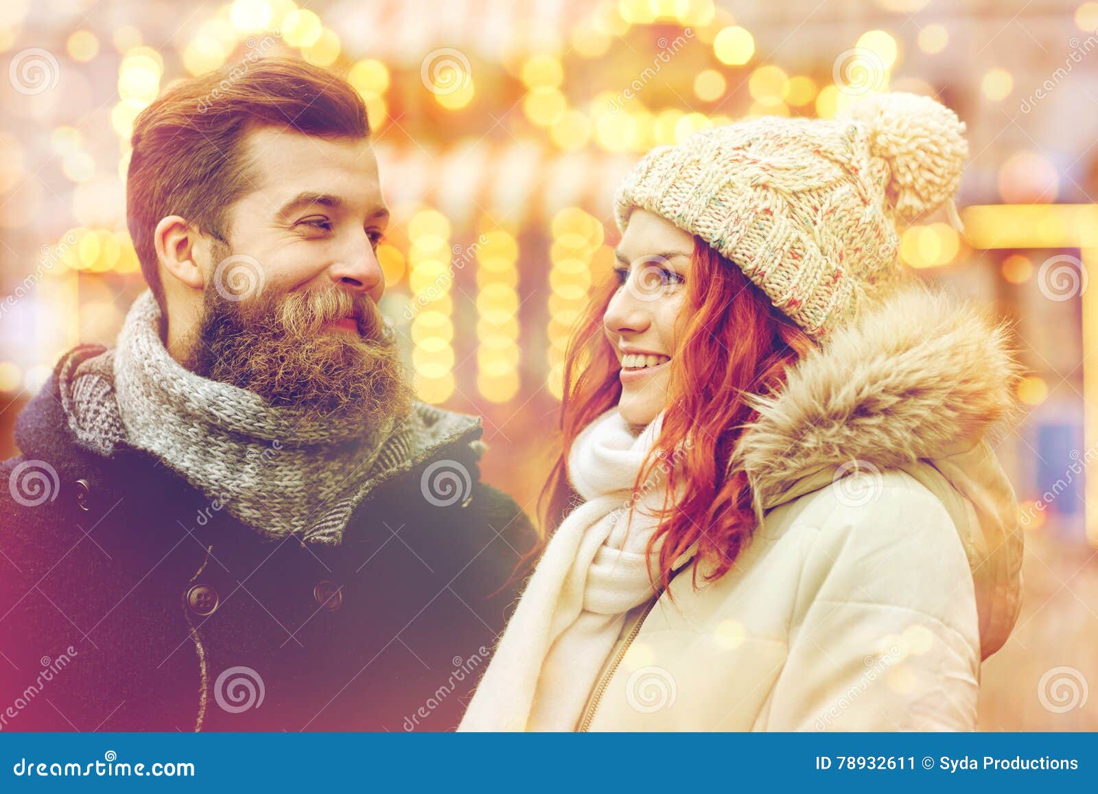 Happy Couple Walking in Old Town Stock Image - Image of love, people ...