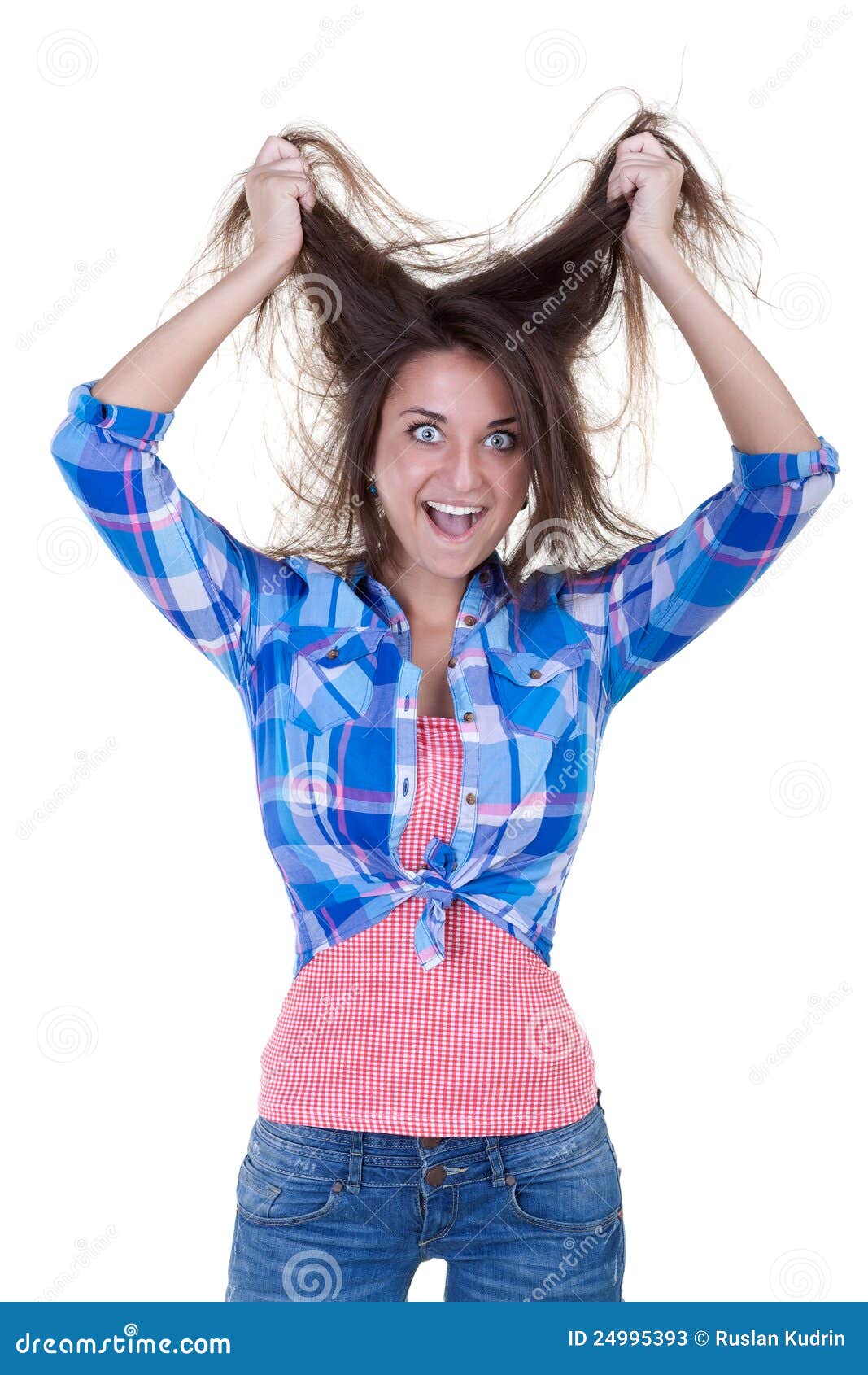 Happy crazy excited woman stock image. Image of beauty 24995393