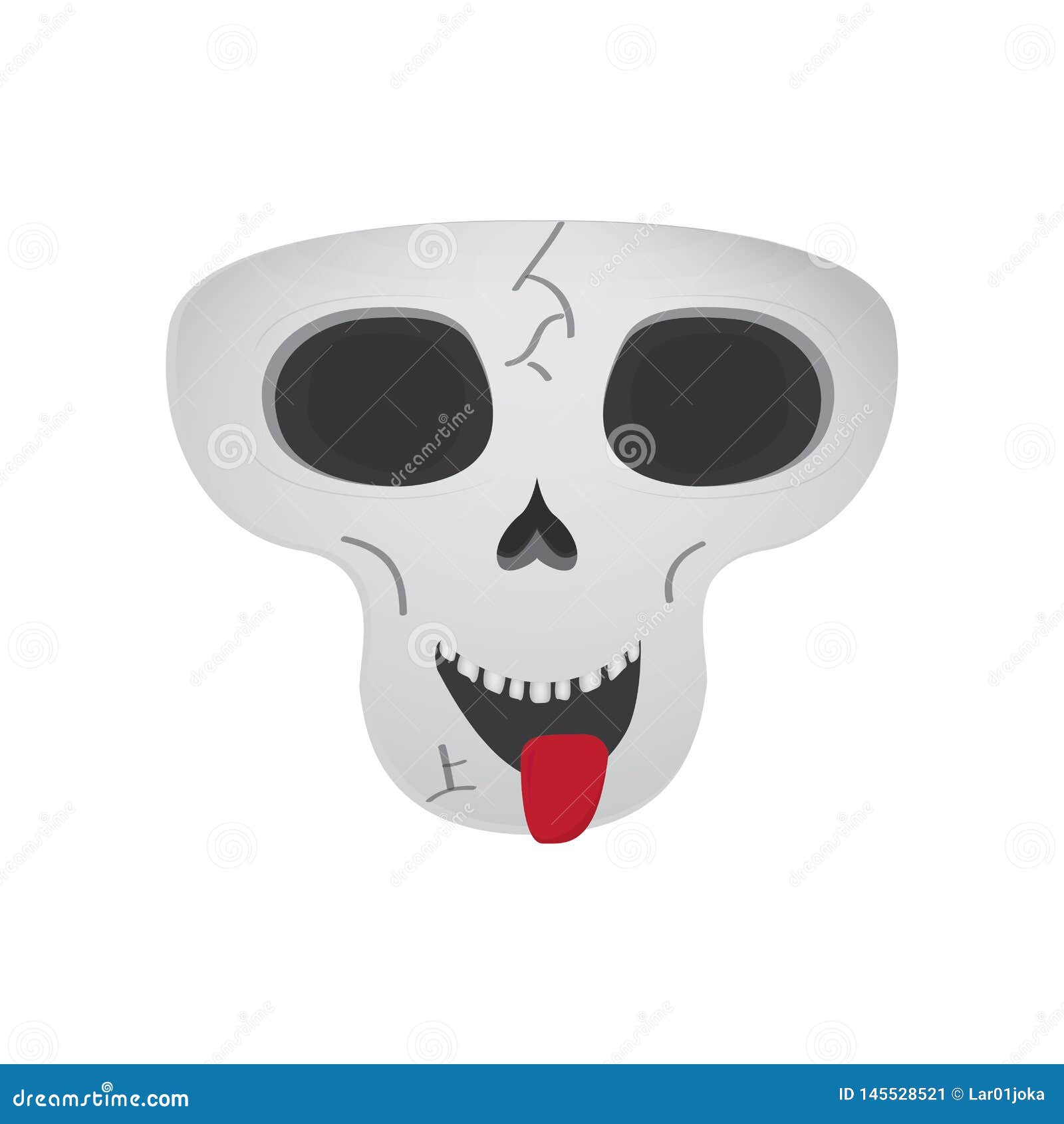 Happy and Crazy Head Skull Cartoon Stock Vector - Illustration of dead,  drawing: 145528521
