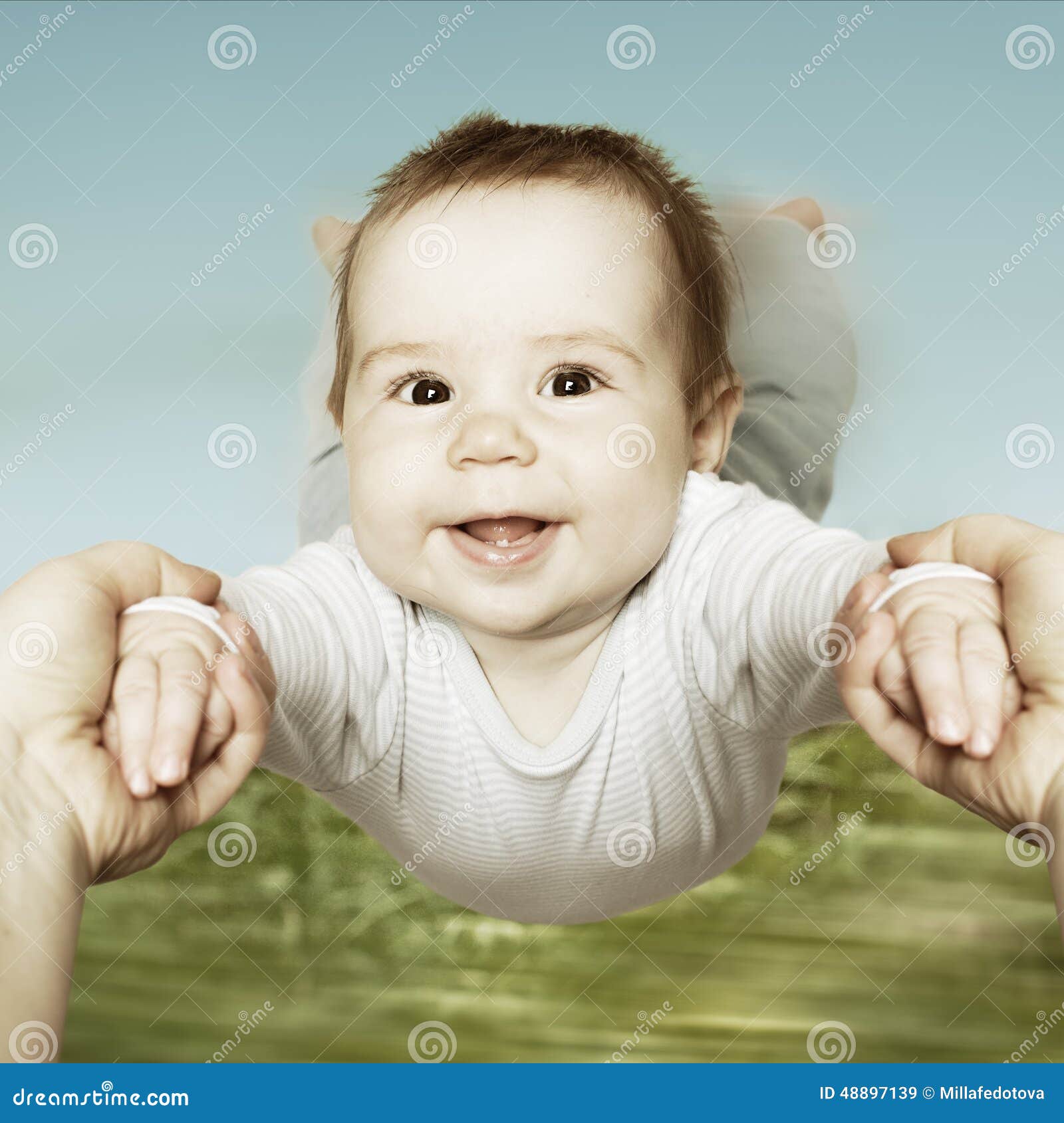 Happy cute baby stock image. Image of hand, daddy, portrait 48897139