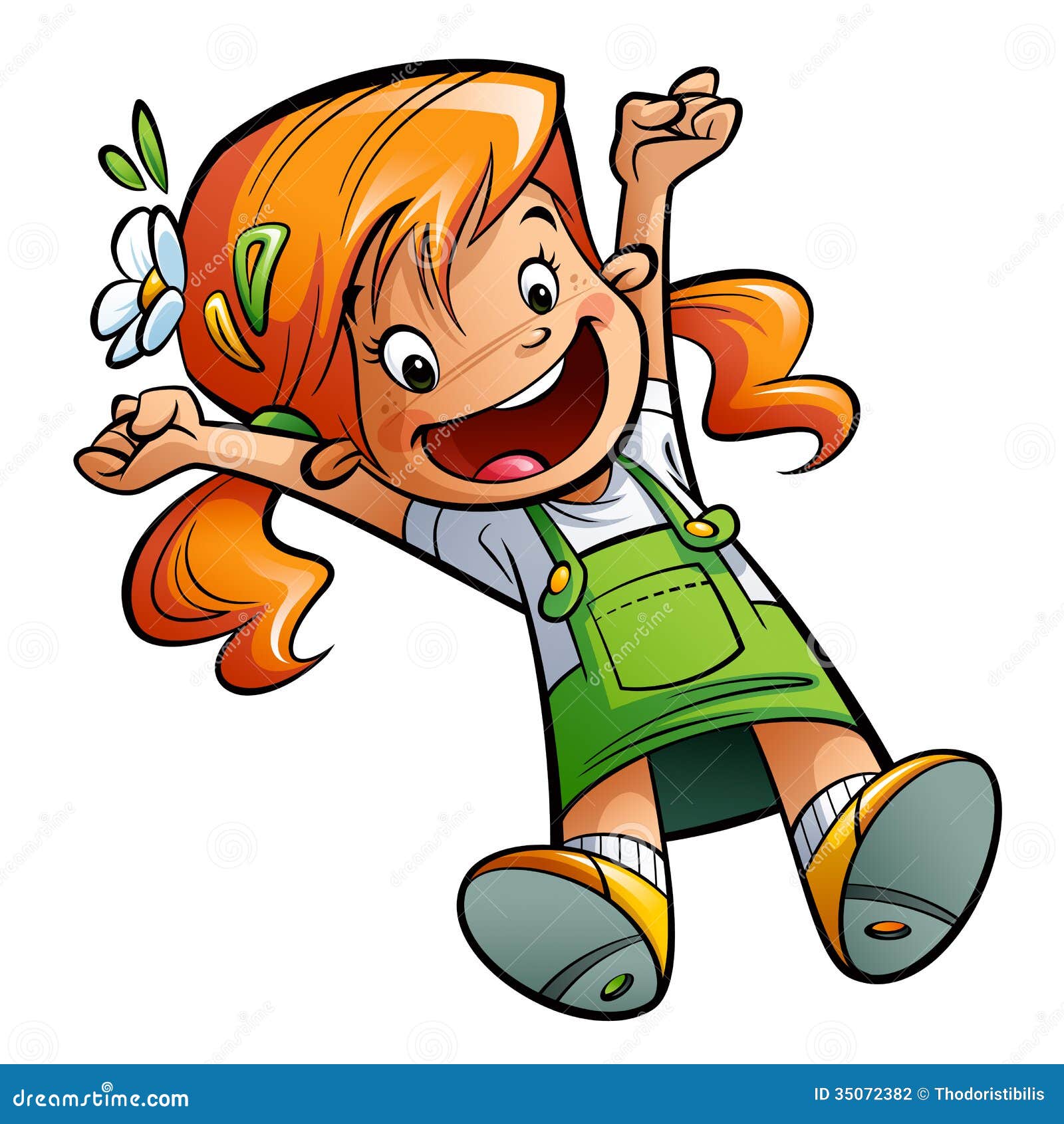 Happy Cute Cartoon Girl Jumping Happily Stretching Hands and Leg Stock  Illustration - Illustration of jumping, happily: 35072382