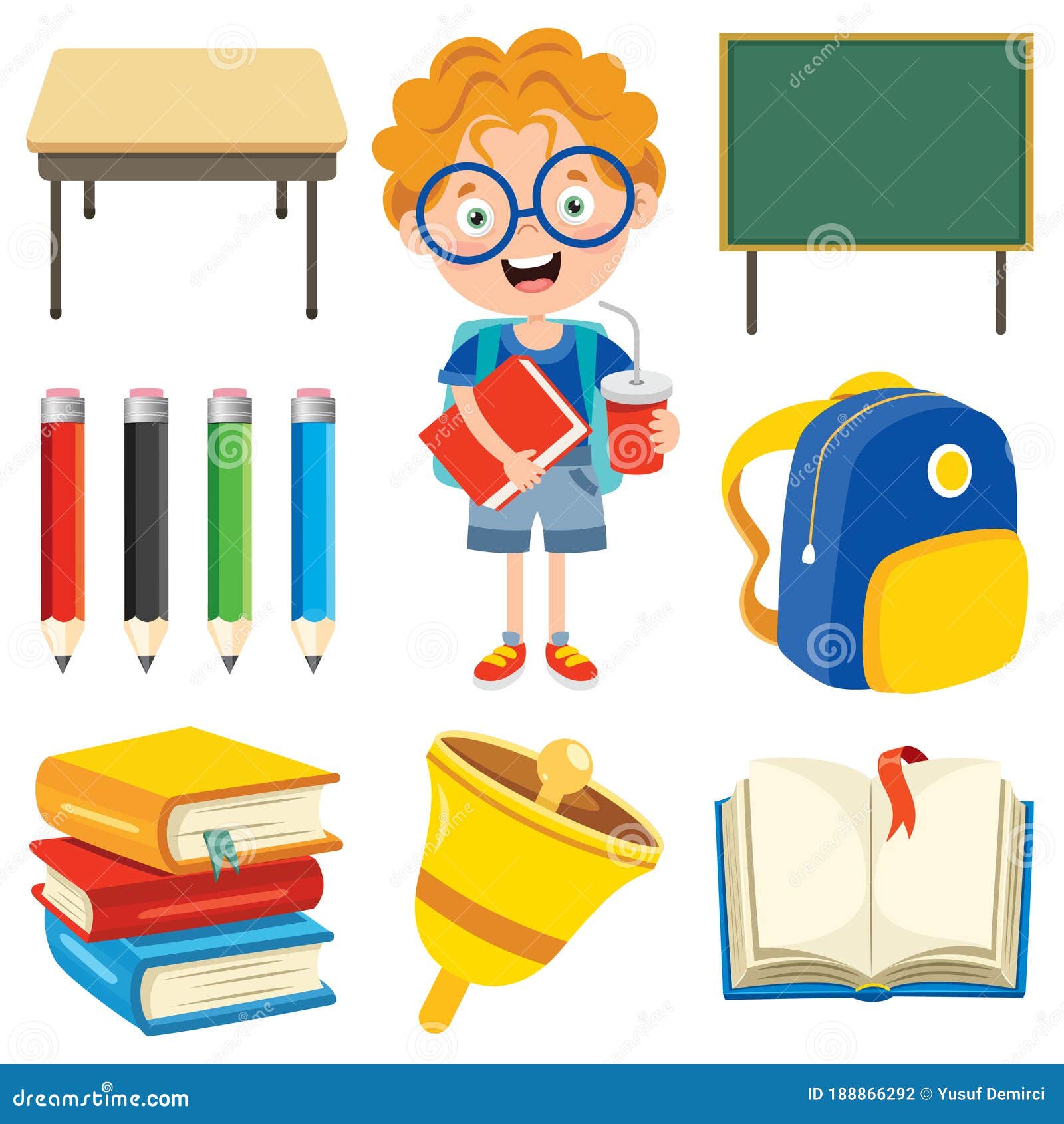 Happy Cute Cartoon School Child Stock Vector Illustration of cartoon