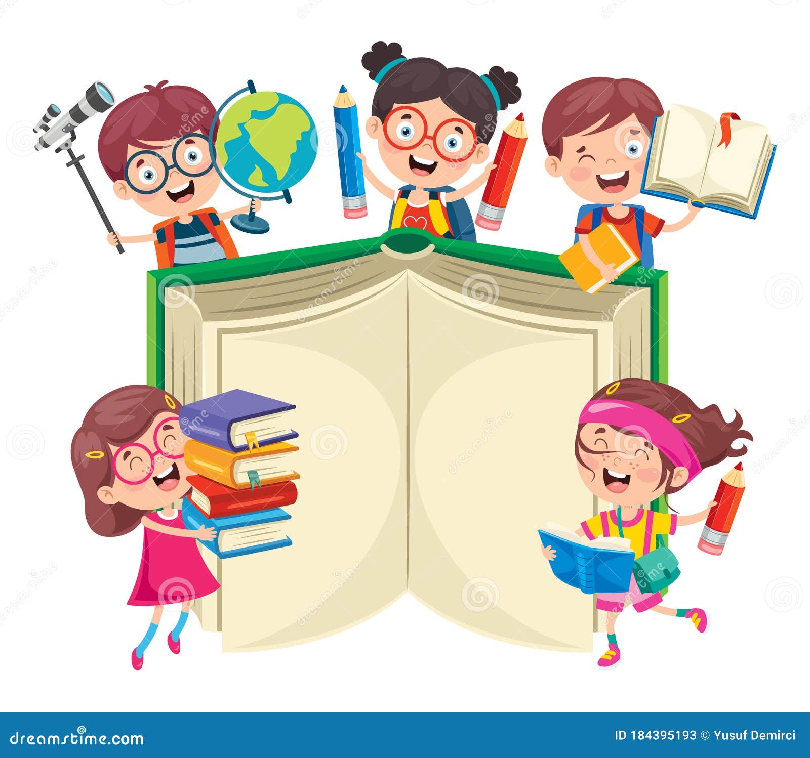 Happy Cute Cartoon School Children Stock Vector - Illustration of pupil, learning: 184395193 Happy Cute Cartoon School Children Stock Vector - Illustration of pupil, learning: 184395193