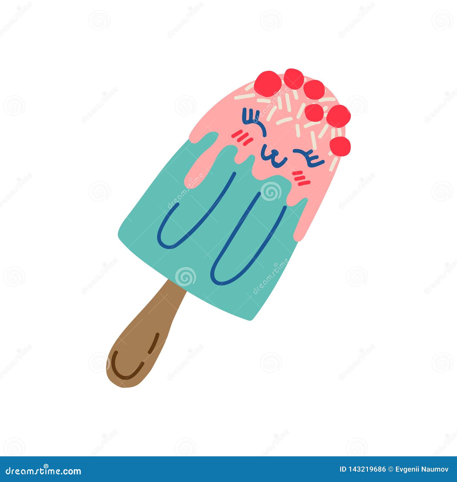 Happy Cute Delicious Popsicle Cartoon Character, Adorable Kawaii Sweet  Dessert with Funny Face Vector Illustration Stock Vector - Illustration of  funny, object: 143219686