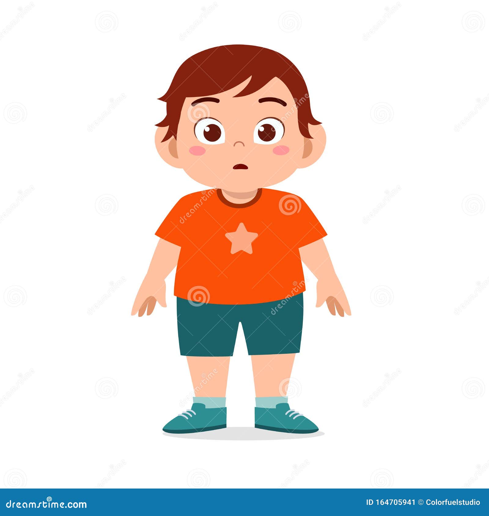Happy Cute Fat Unhealthy Kid Boy Standing Stock Vector - Illustration of  little, cartoon: 164705941