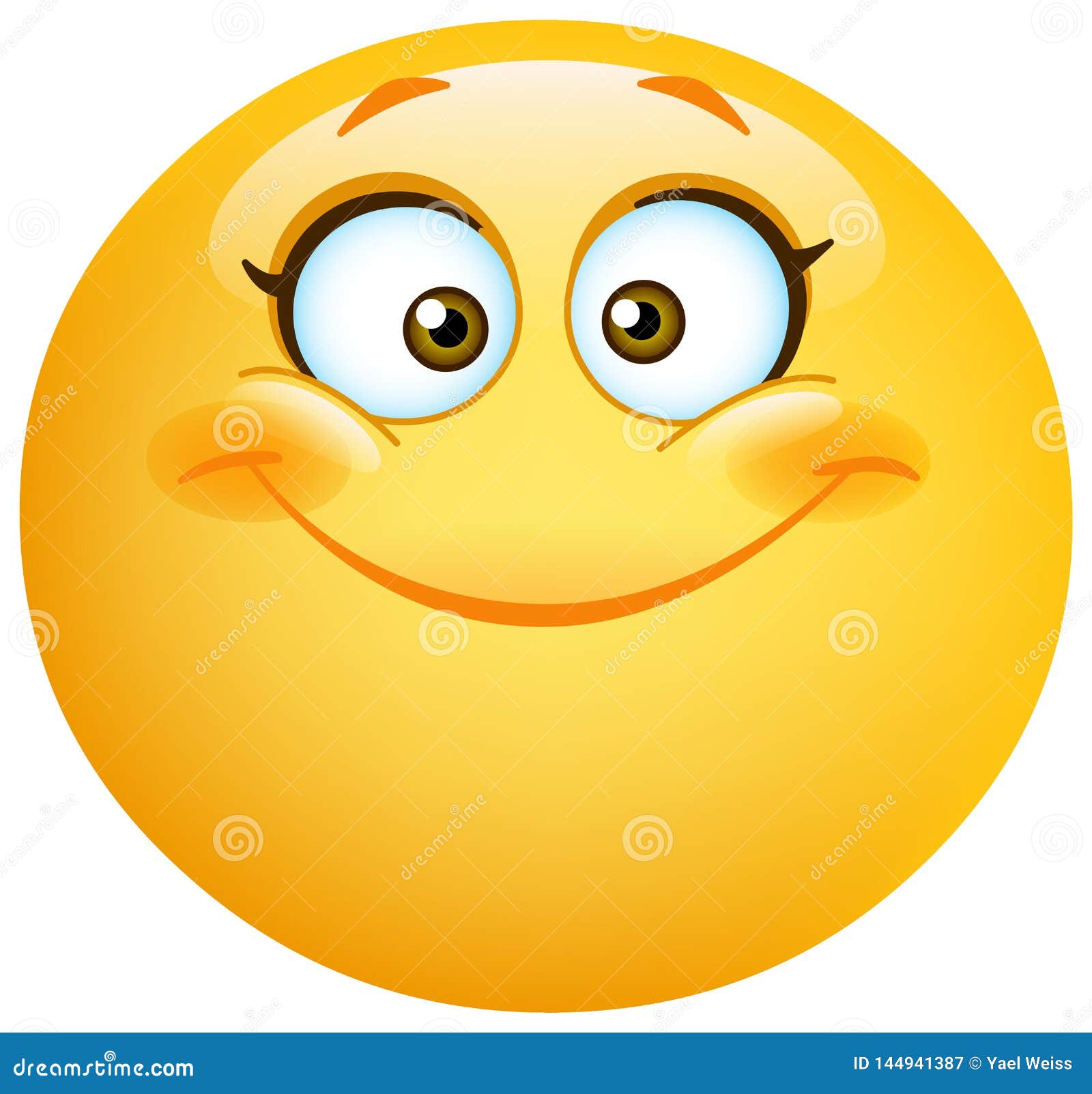 Happy Cute Female Emoticon Stock Vector Illustration Of Face 144941387 