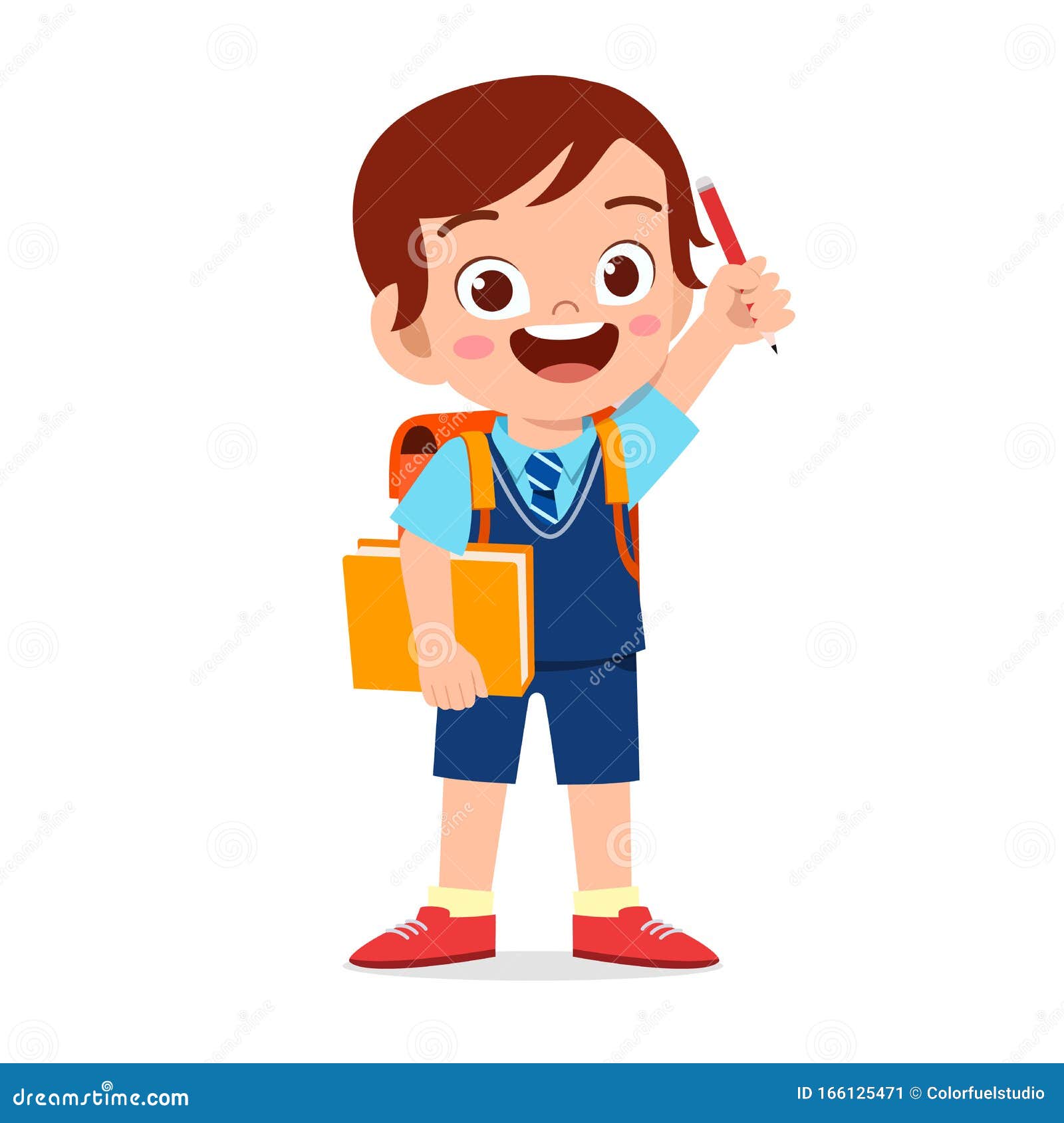 Happy Cute Kid Boy Ready To Go To School Stock Vector Illustration Of Cute Person