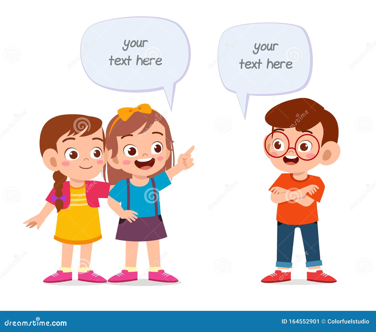 Happy Cute Kid Girl And Boy Balloon Dialog Stock Illustration ... Kids Argue Clipart