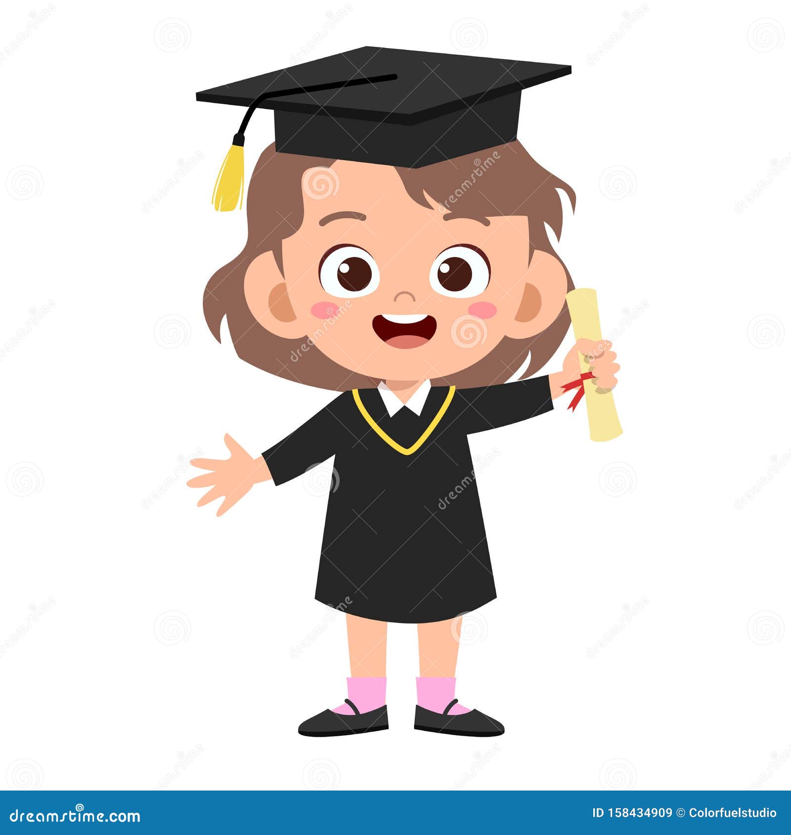 Download Happy Cute Kid Jump Graduation Vector Design Stock Vector - Illustration of celebrate, girls ...