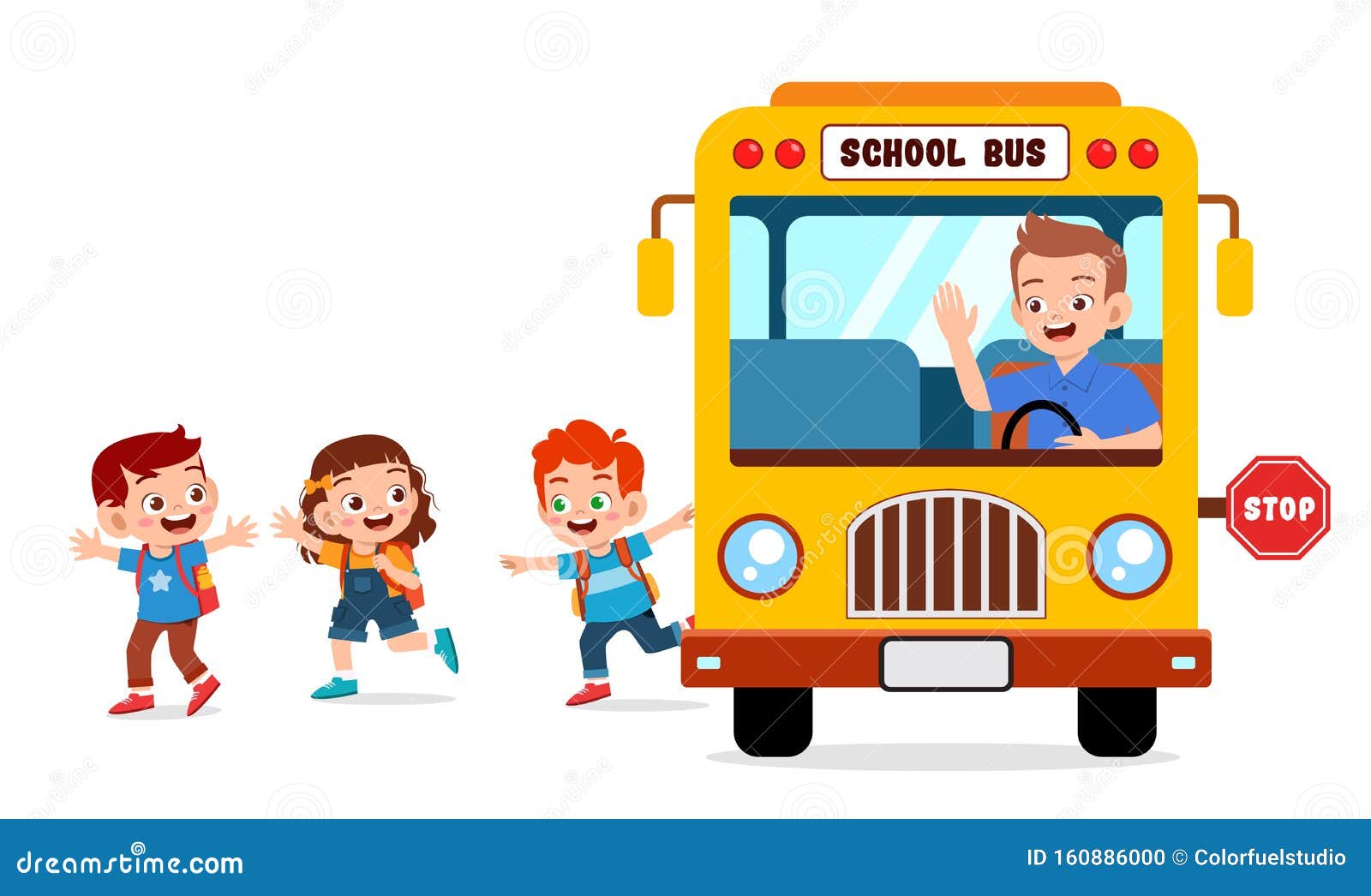 Happy Cute Kids Ride Bus from School Stock Vector - Illustration of girl, driver: 160886000 Happy Cute Kids Ride Bus from School Stock Vector - Illustration of girl, driver: 160886000
