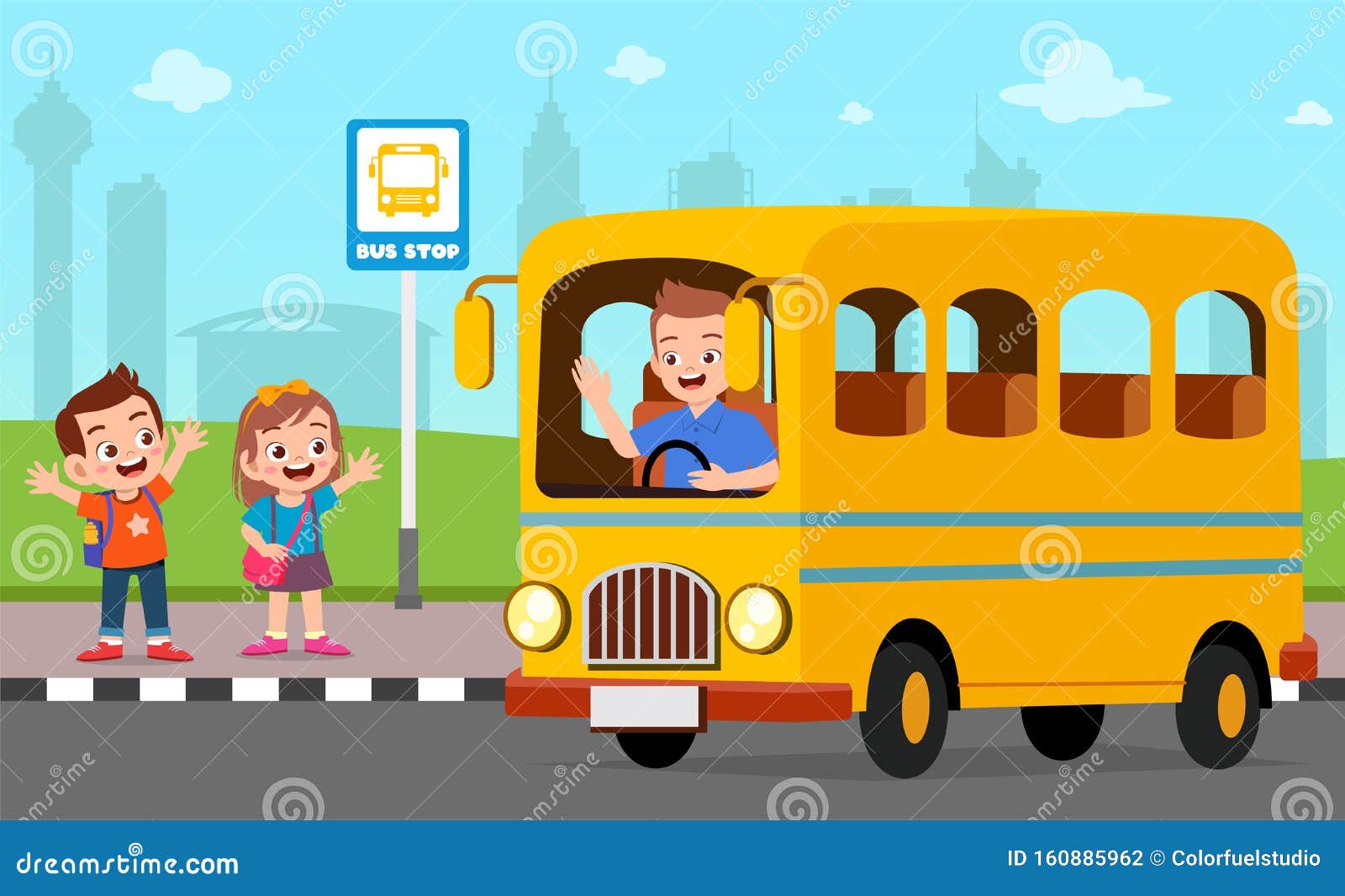 School is waiting. Дети ждут автобус. Дети ждут школьный автобус. Ждать автобус рисунок. Очередь в автобус рисунок.
