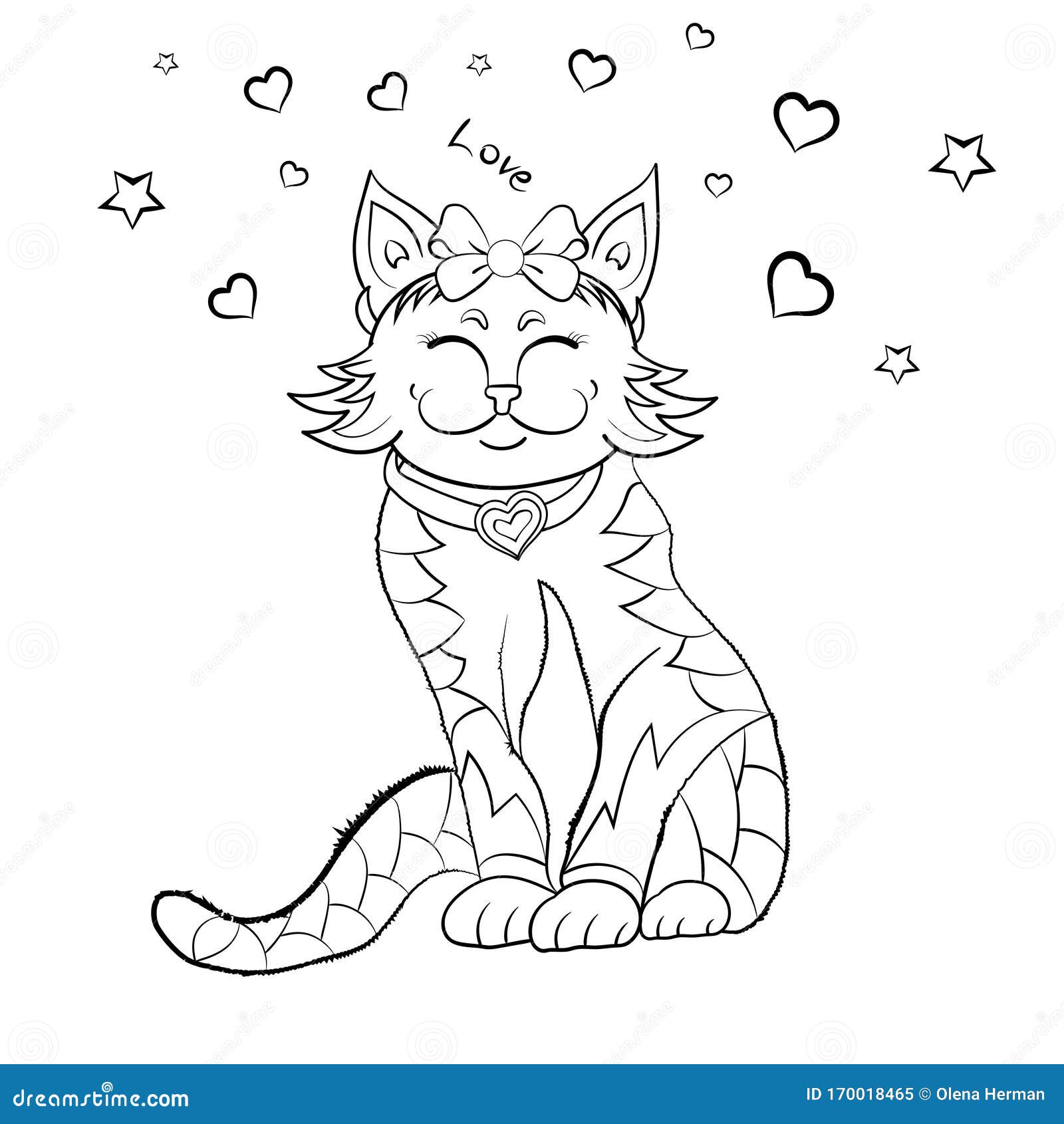 Download Happy Cute Kitten Coloring Book. Beautiful Cat Coloring ...