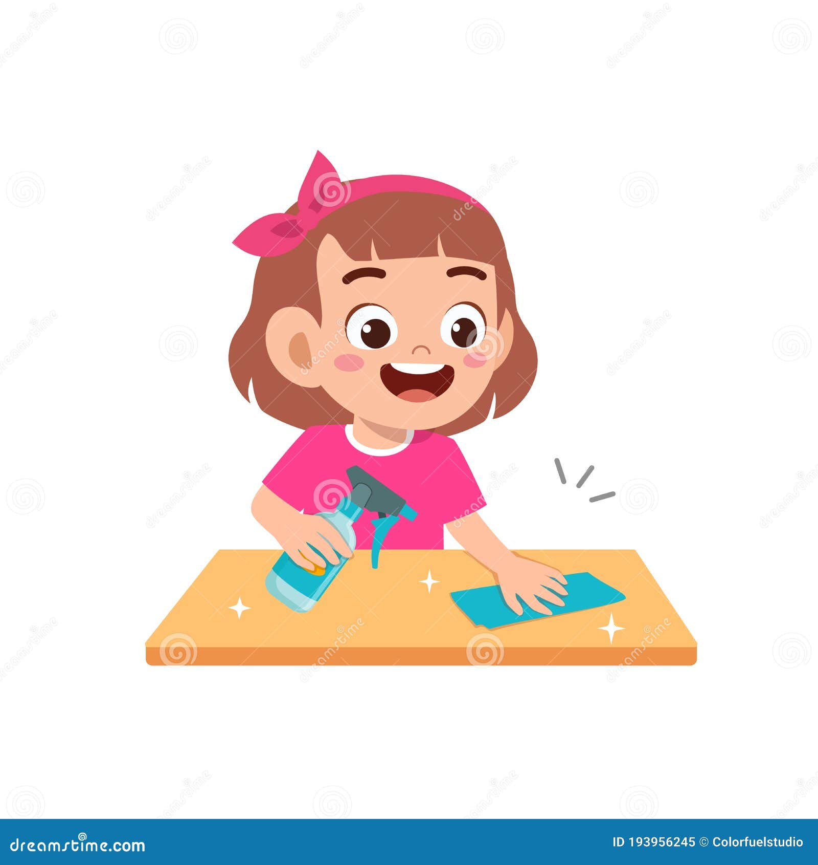 kids dusting clipart