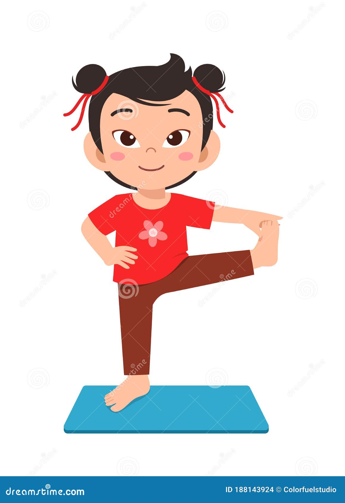 Happy Cute Little Kid Boy and Girl Do Yoga Pose Stock Vector - Illustration  of stand, fitness: 188143924