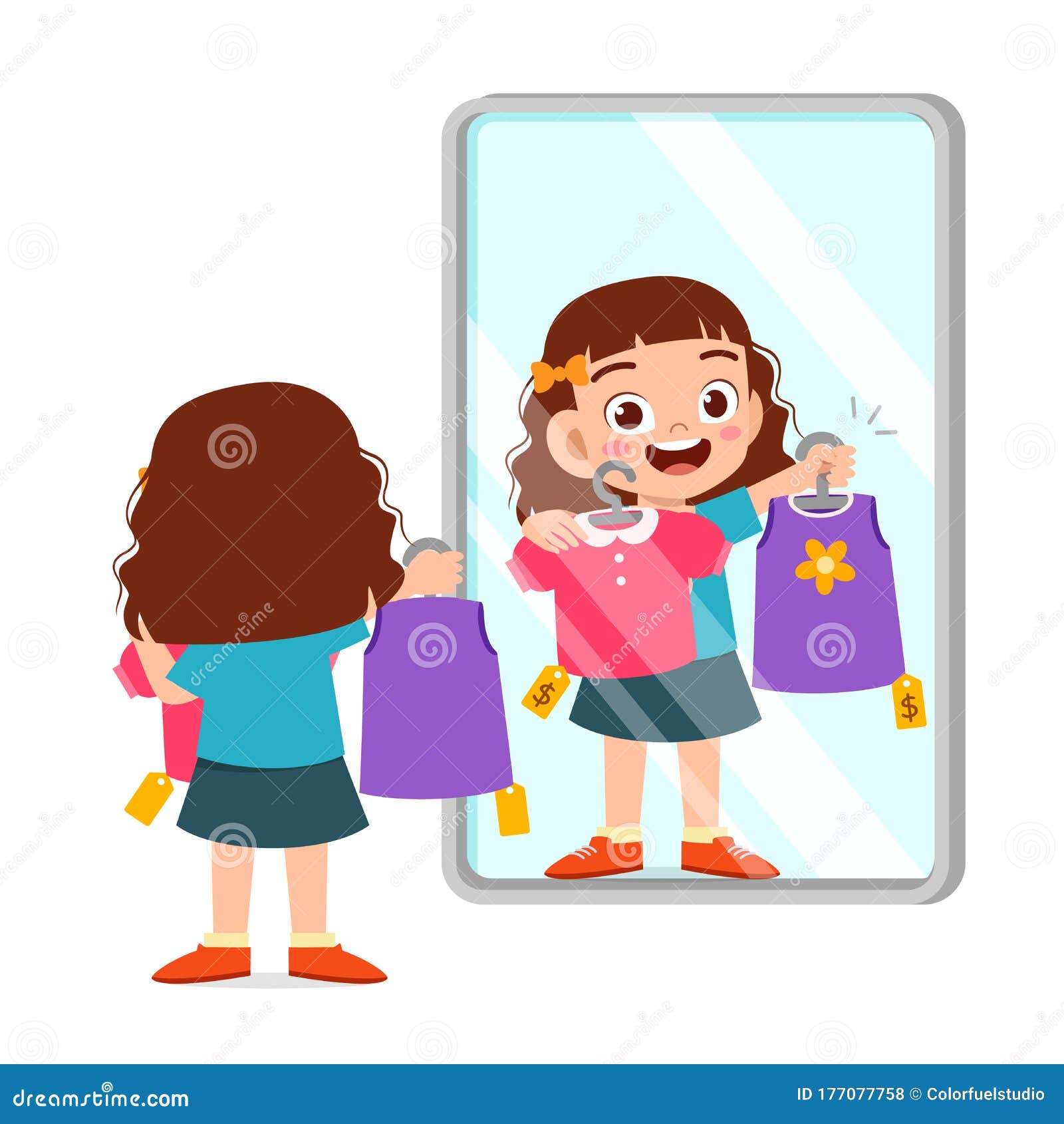 Girl Putting On Clothes Clipart