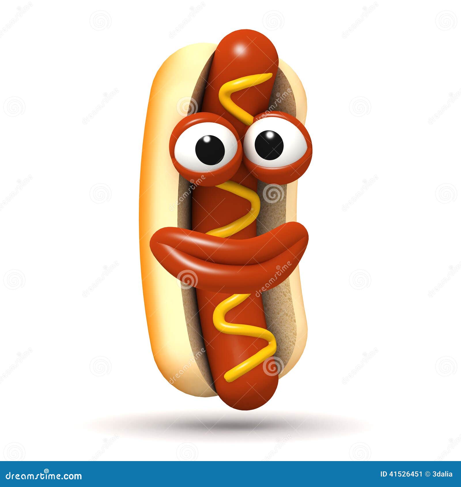 Happy 3d hotdog stock illustration. Illustration of food 41526451