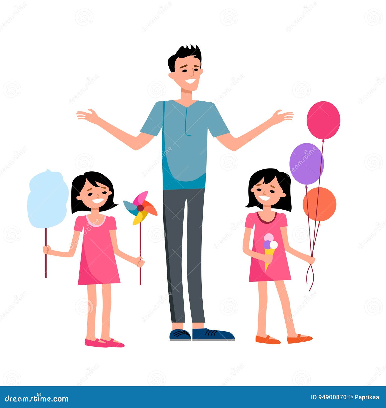 Download Happy dad and children stock vector. Illustration of ...
