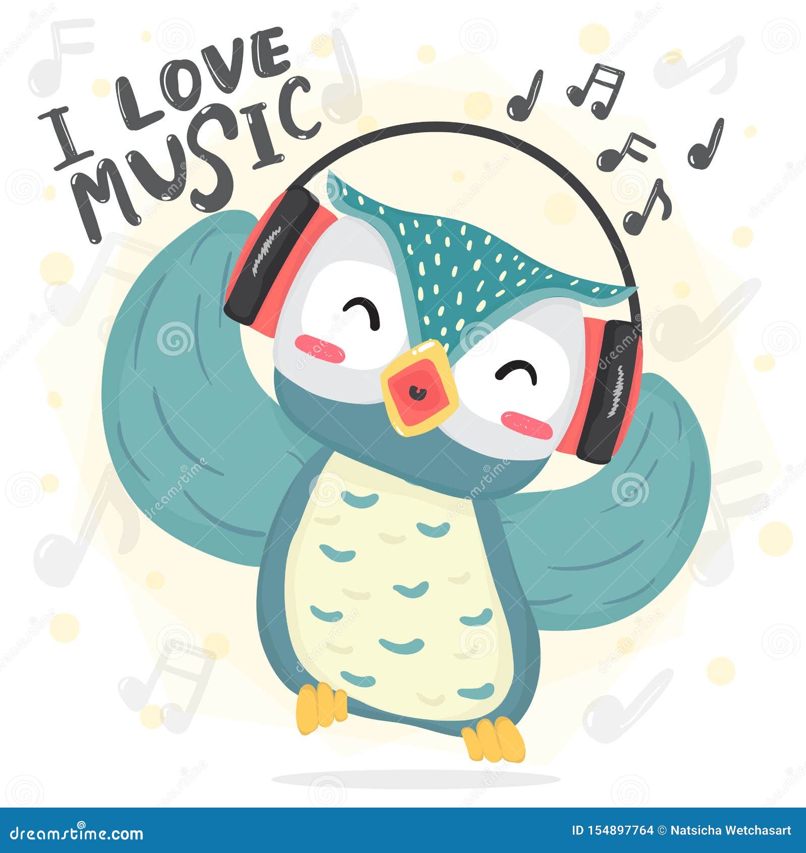 Happy Dance Blue Owl Listen Music and Sing Song with Headphone, Printable  Flat Vecter Cute Cartoon for Kid Stock Vector - Illustration of open,  graphic: 154897764