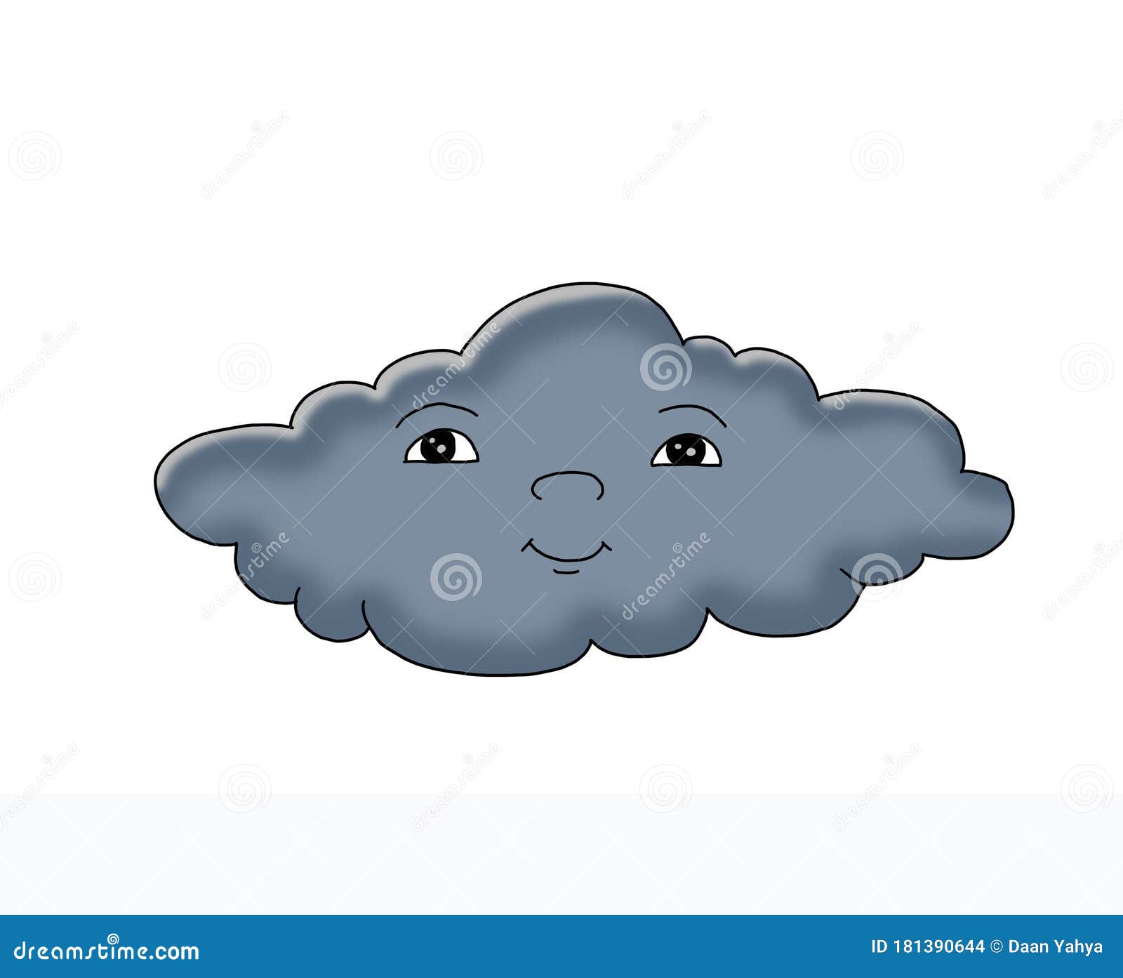 Happy Dark Cloud Cartoon with White Background Stock Illustration -  Illustration of cartoon, front: 181390644