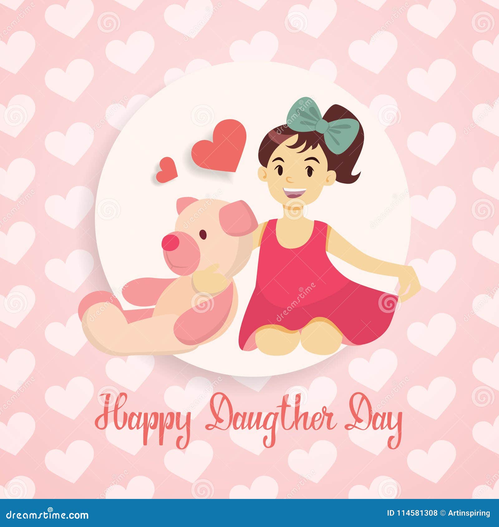 Happy daughters day. stock vector. Illustration of heart - 114581308