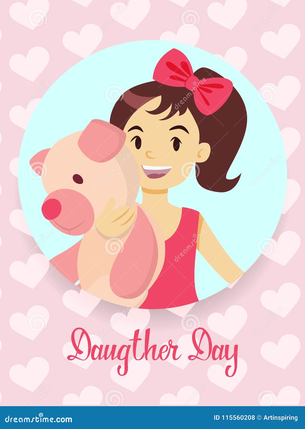 Happy daughters day. stock vector. Illustration of greeting ...