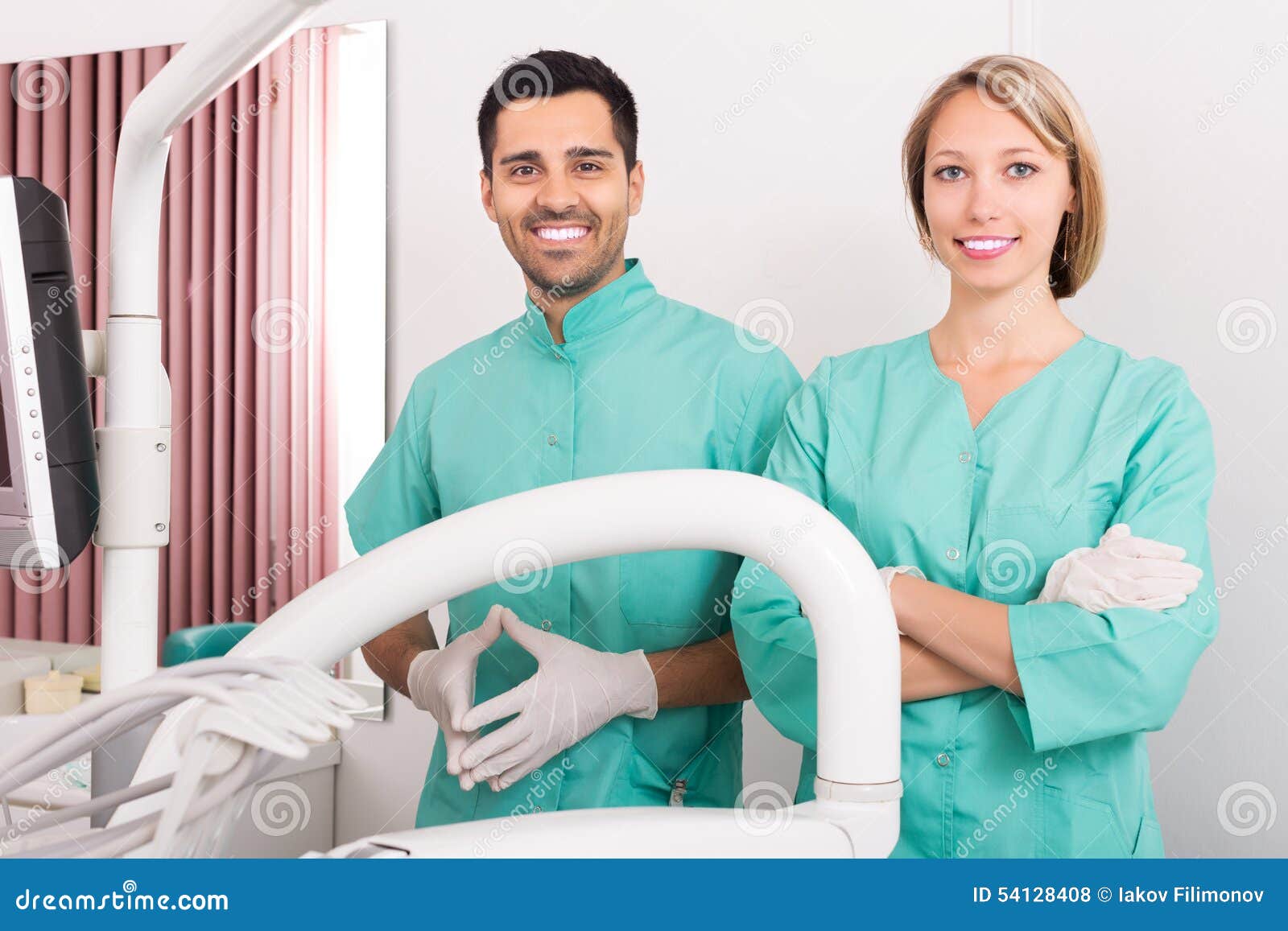 Happy Dentist and Head Nurse Stock Photo Image of equipment, inside 54128408