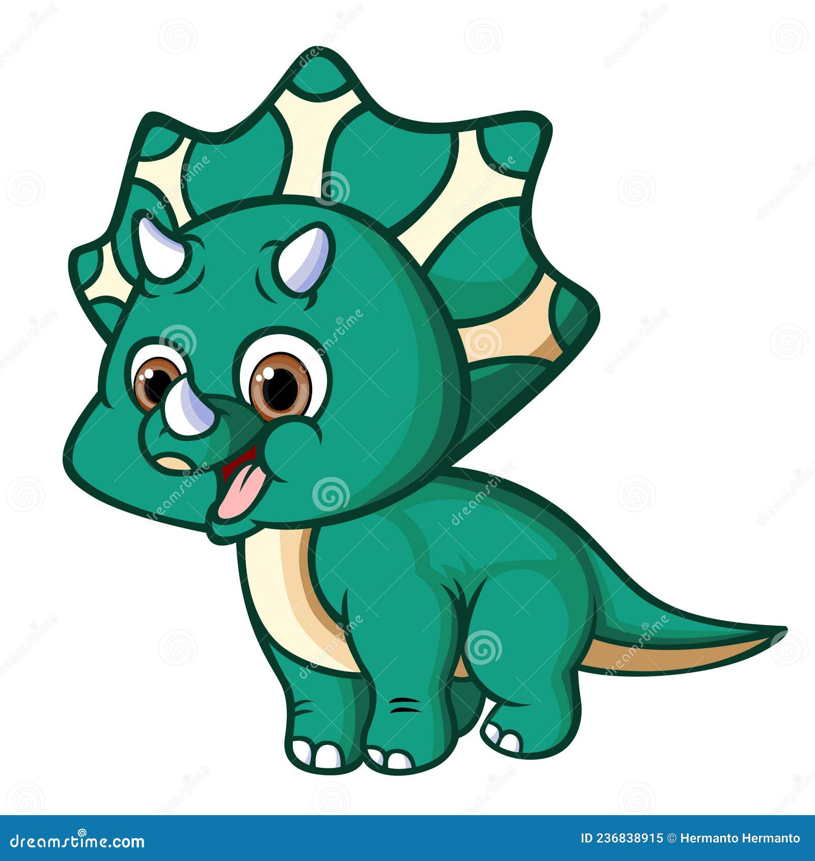 The Happy Dino Triceratops is Standing and Smiling Stock Vector ...
