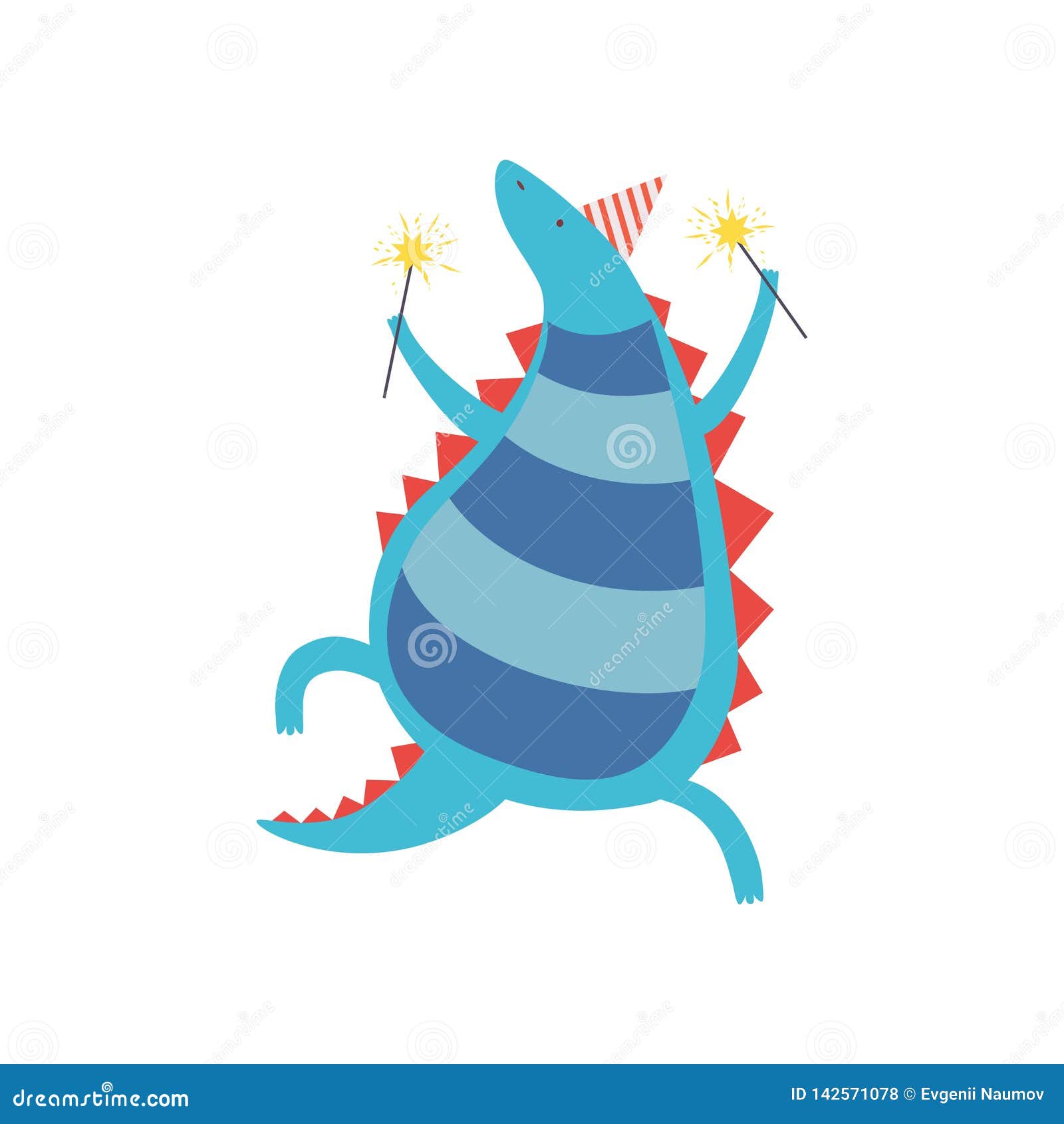 Download Happy Dinosaur In Party Hat With Sparklers, Cute Colorful ...