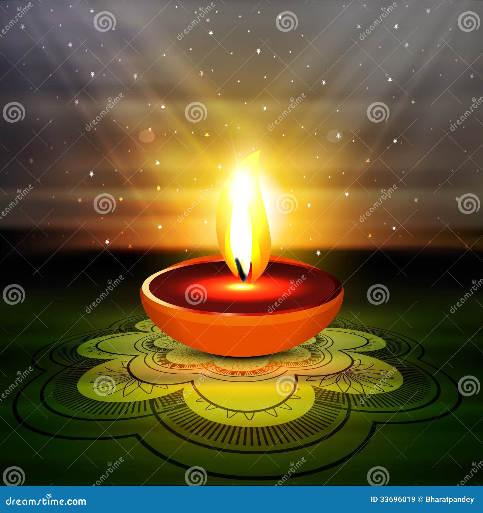 Happy Diwali Beautiful Diya Rangoli Colorful Hindu Stock Vector ...